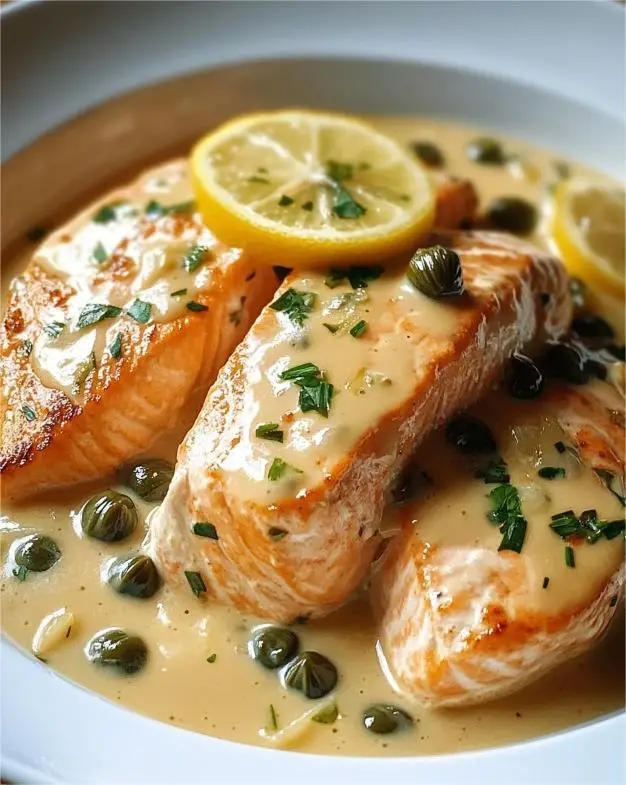 Creamy Salmon Piccata with Lemon and Capers