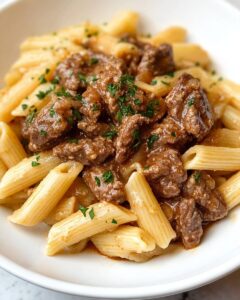 Creamy Garlic Beef Pasta