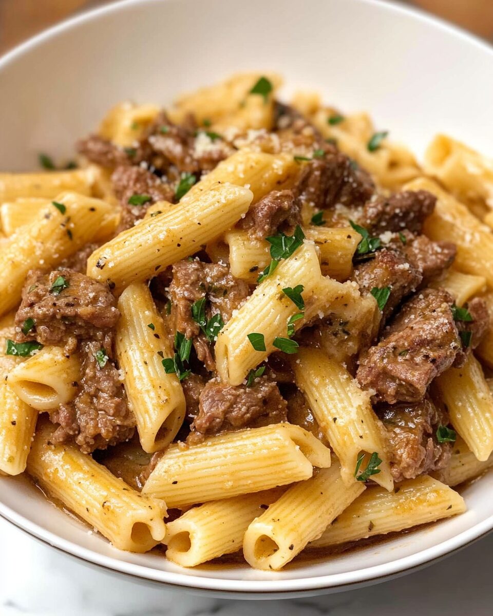 Creamy Garlic Beef Pasta