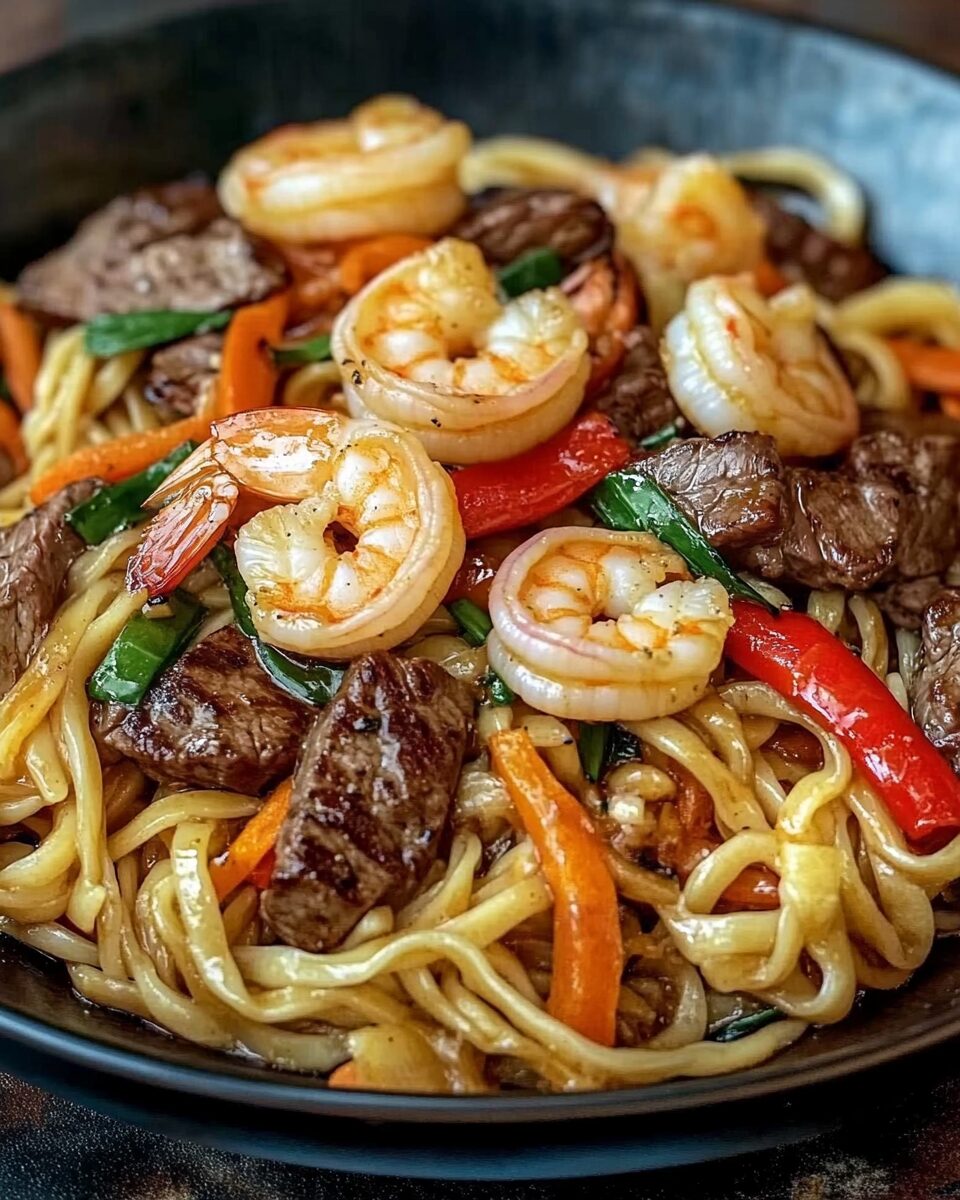 Steak and Shrimp Stir-Fried Noodles