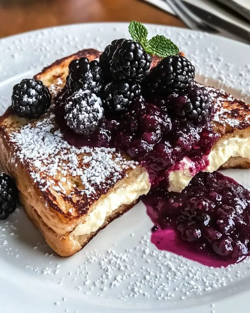 Cream Cheese Stuffed French Toast with Blackberry Compote