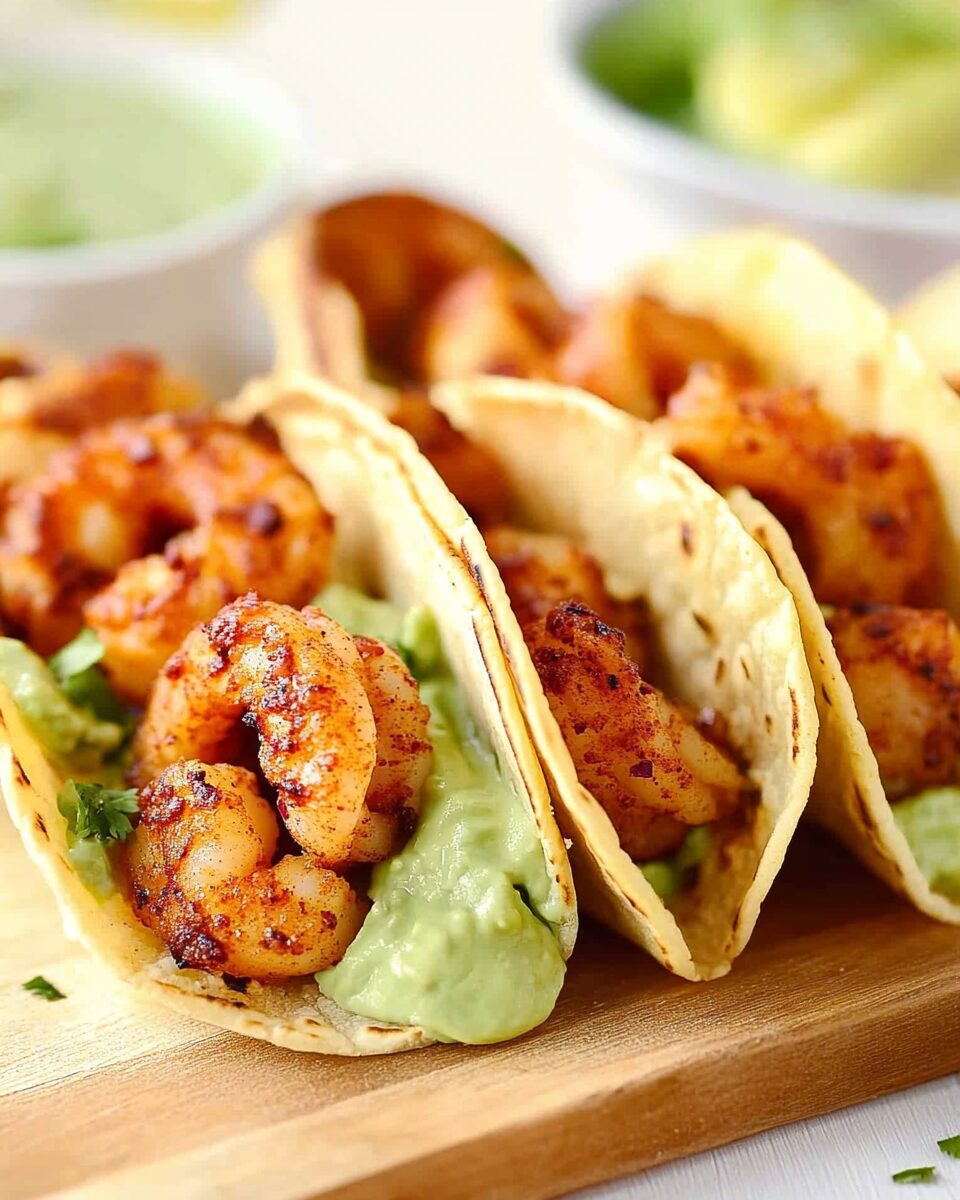 Spicy Shrimp Tacos with Avocado Crema