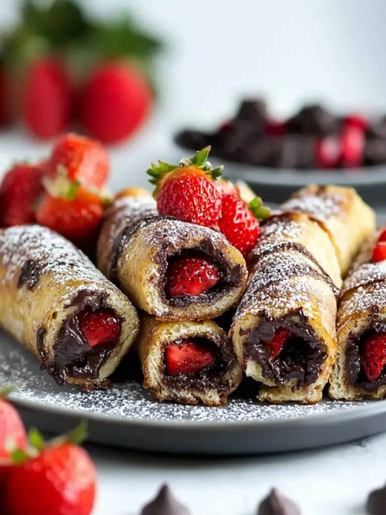 Strawberry & Chocolate Hazelnut French Toast Roll Ups