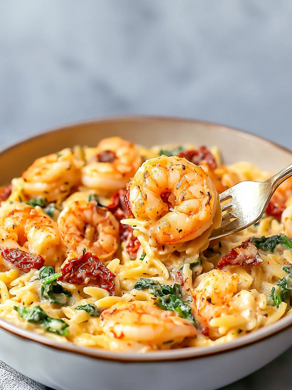 Prawn Orzo with Sun-Dried Tomatoes