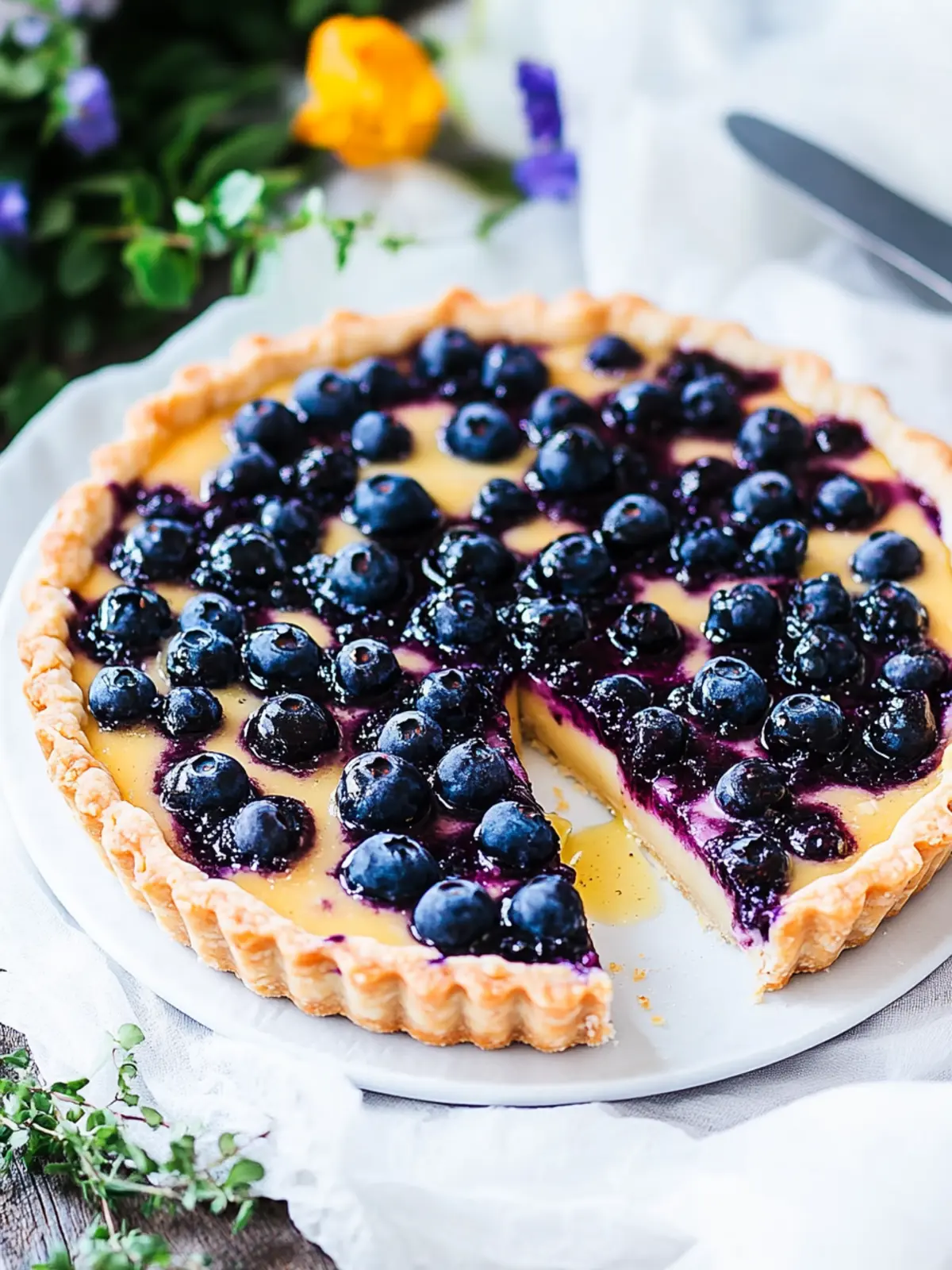 Honey Blueberry Yogurt Custard Tart