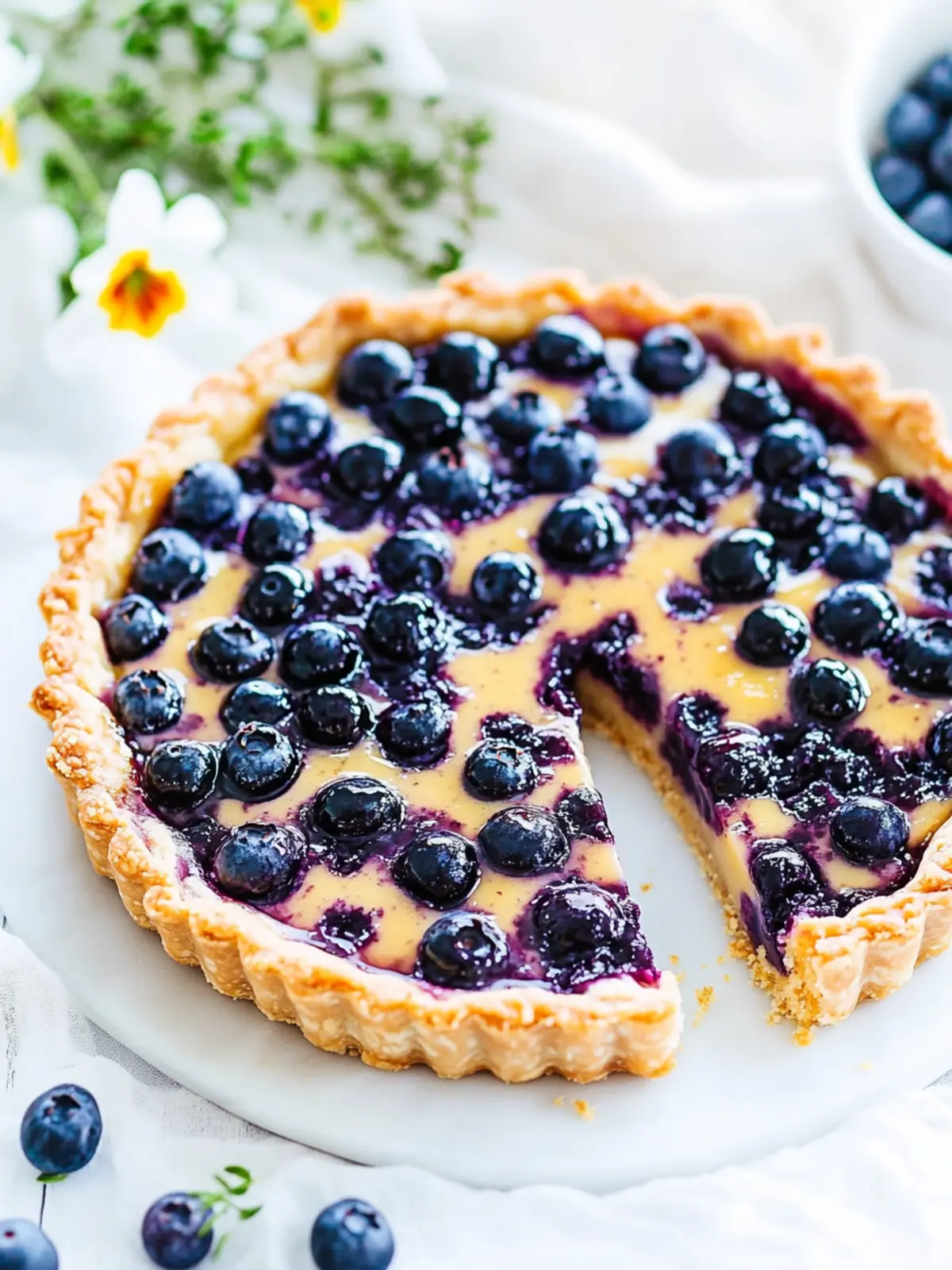 Honey Blueberry Yogurt Custard Tart