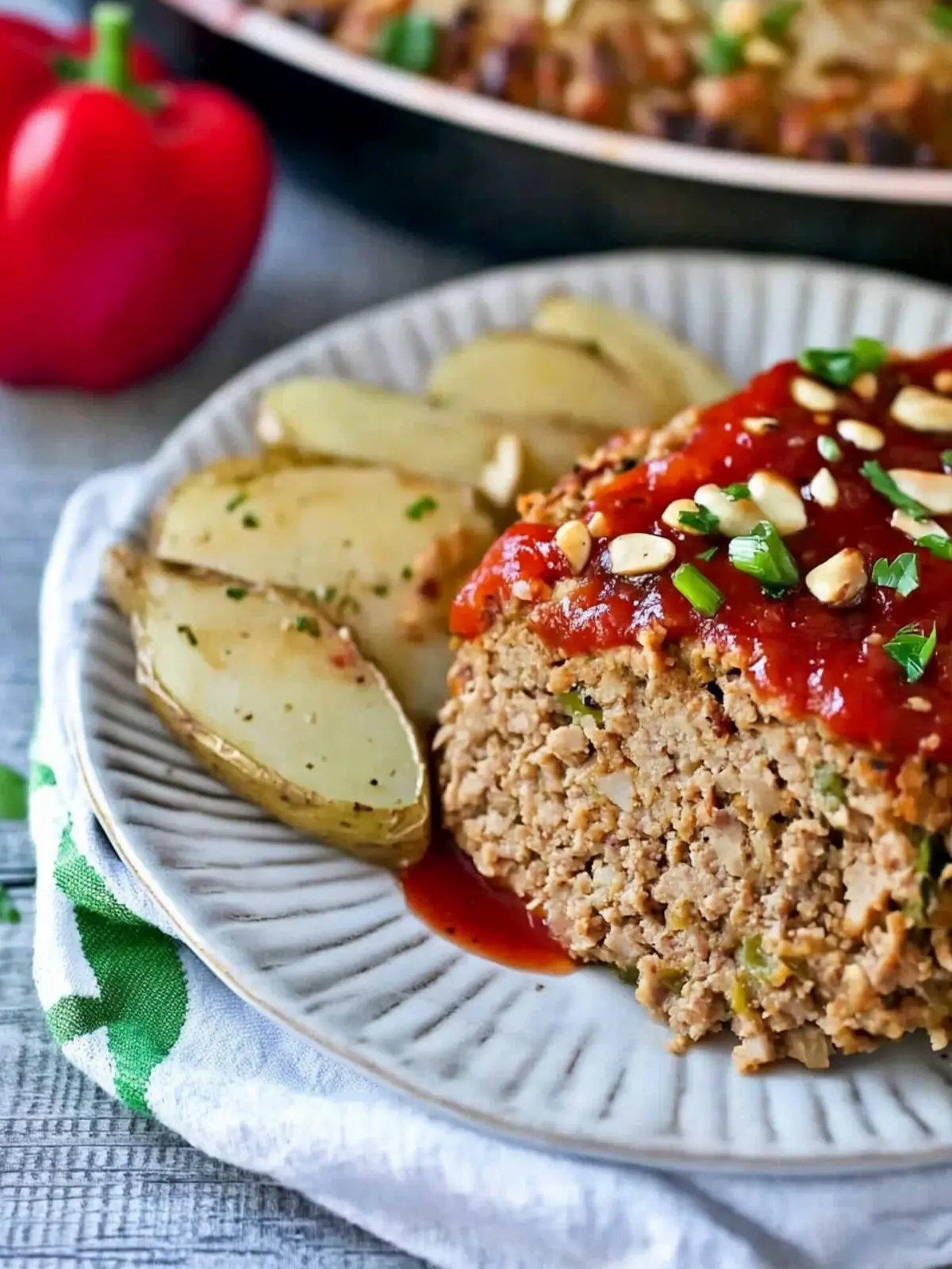 Savory Turkey Meatloaf with Crispy Potato Wedges Delight 2 Turkey Meatloaf with Potato Wedges