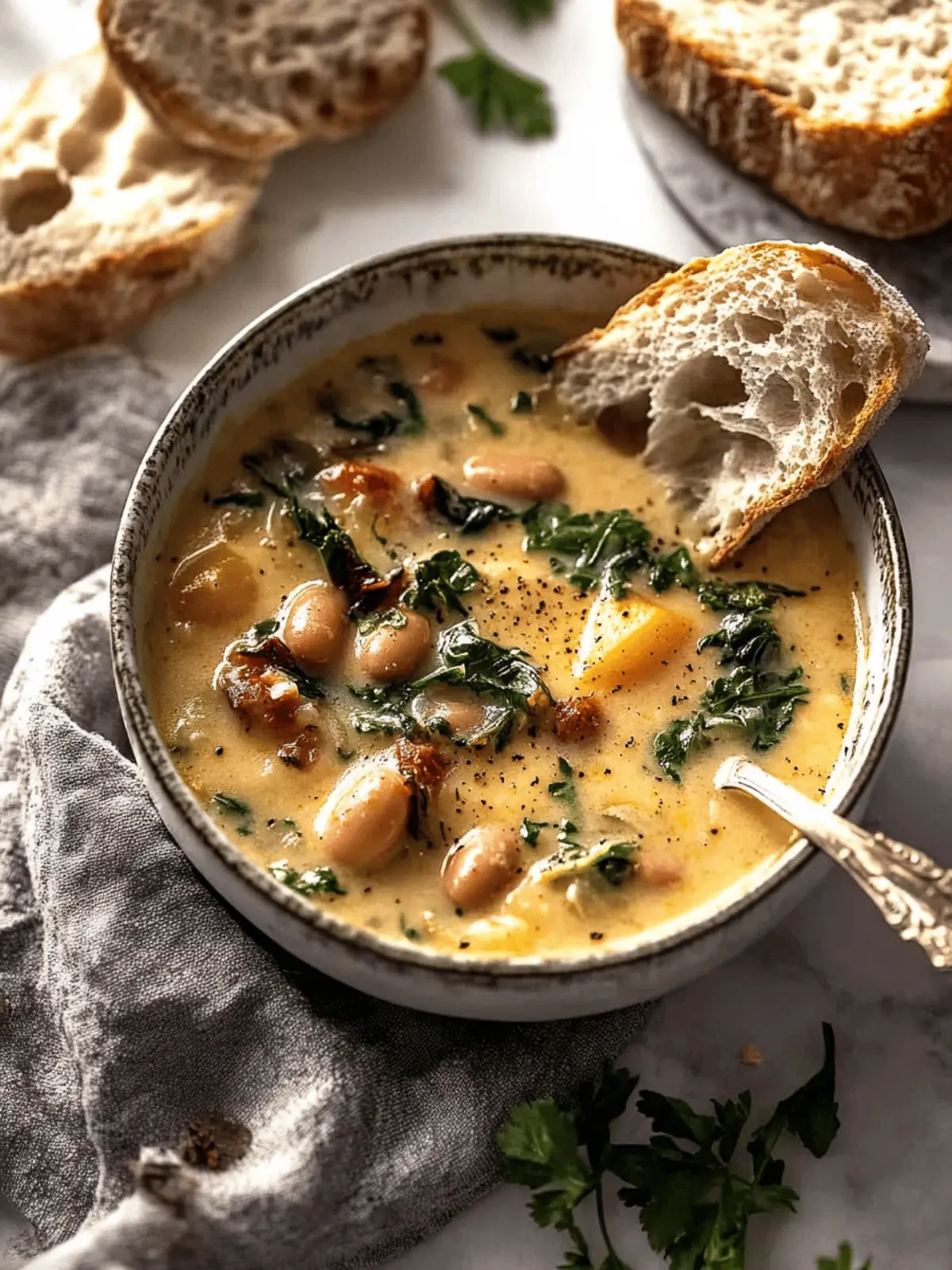 Creamy Tuscan White Bean Lemon Soup
