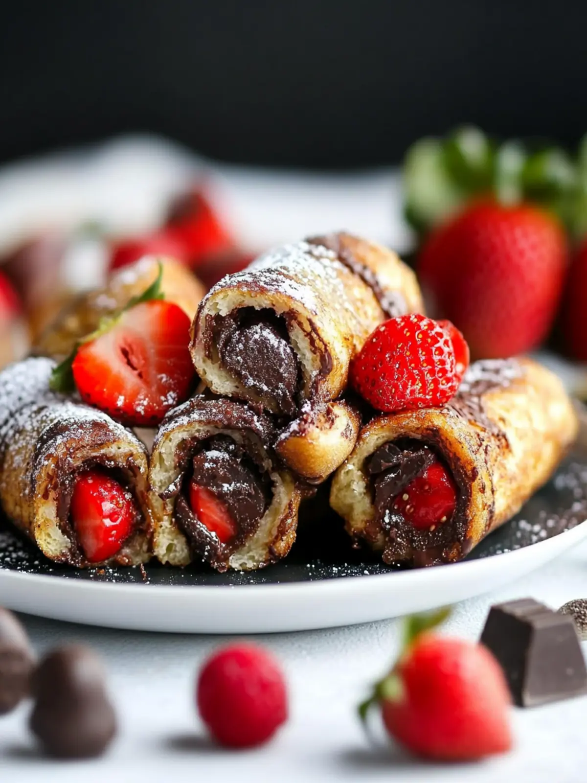 Strawberry & Chocolate Hazelnut French Toast Roll Ups