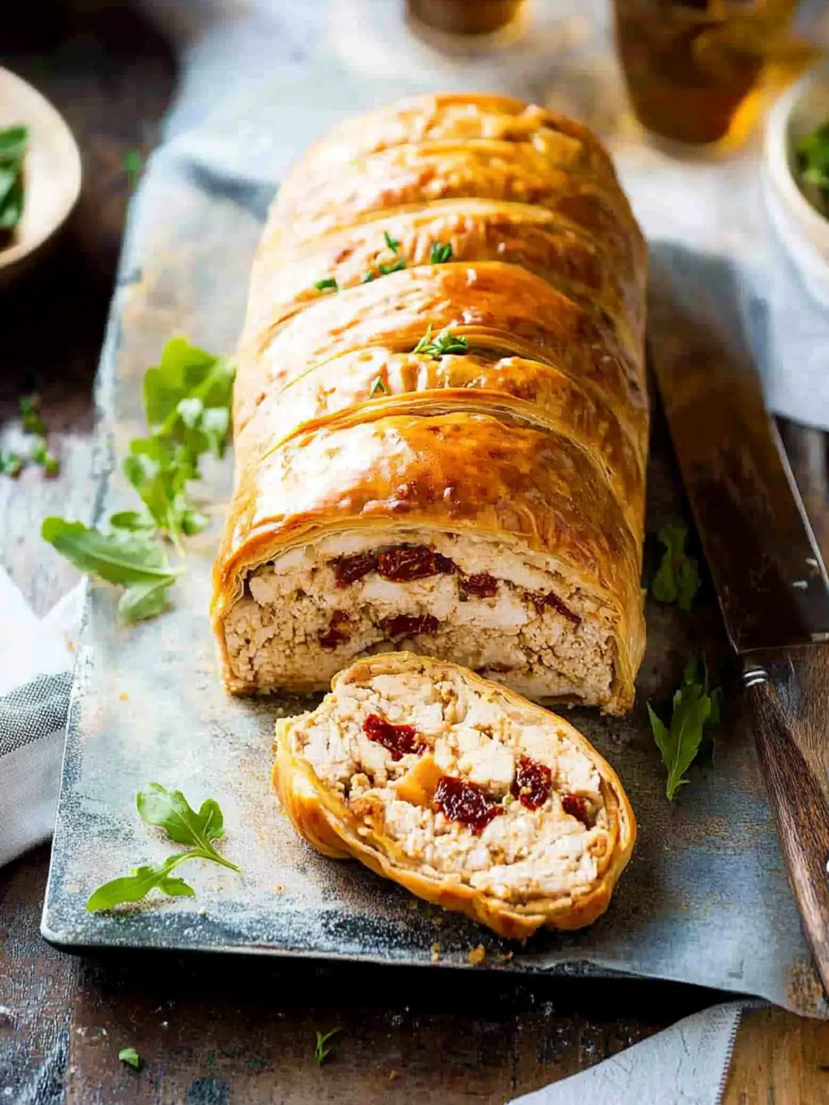 Chicken Meatloaf Wellington with Sun Dried Tomatoes