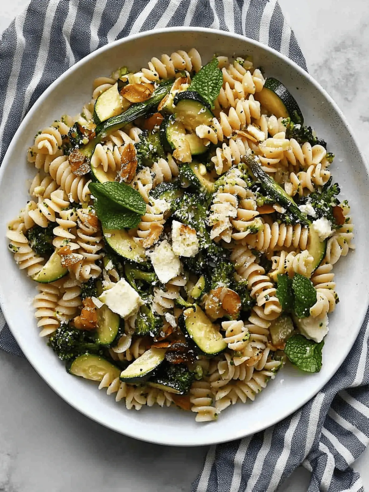 Roasted Broccolini Zucchini Pasta Salad