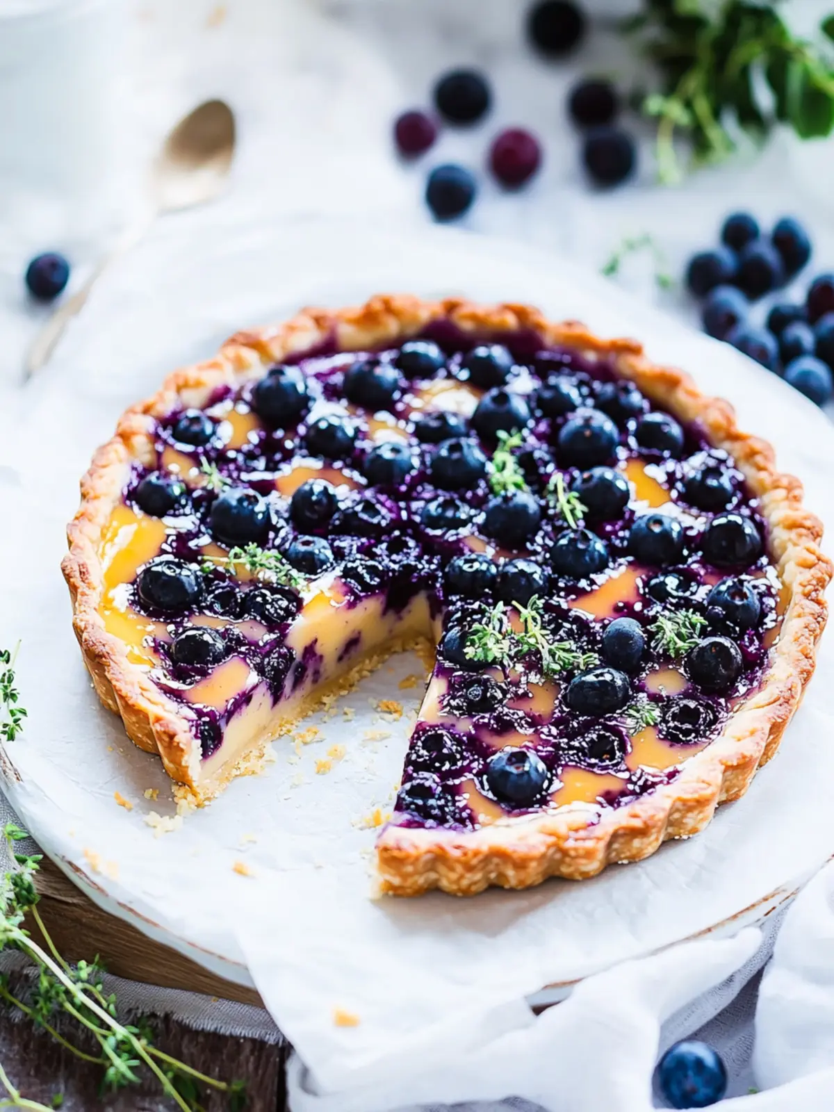 Honey Blueberry Yogurt Custard Tart