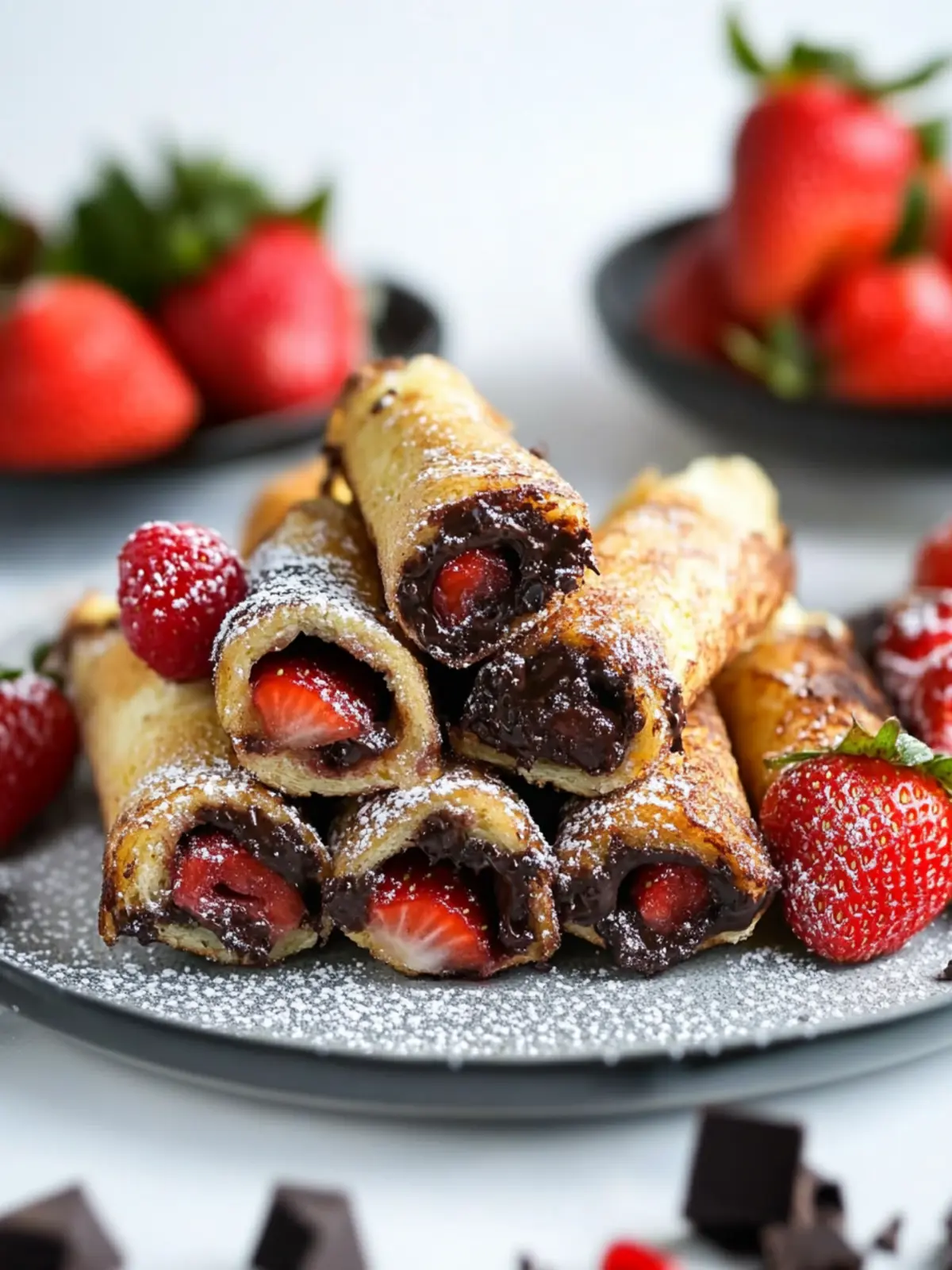 Strawberry & Chocolate Hazelnut French Toast Roll Ups