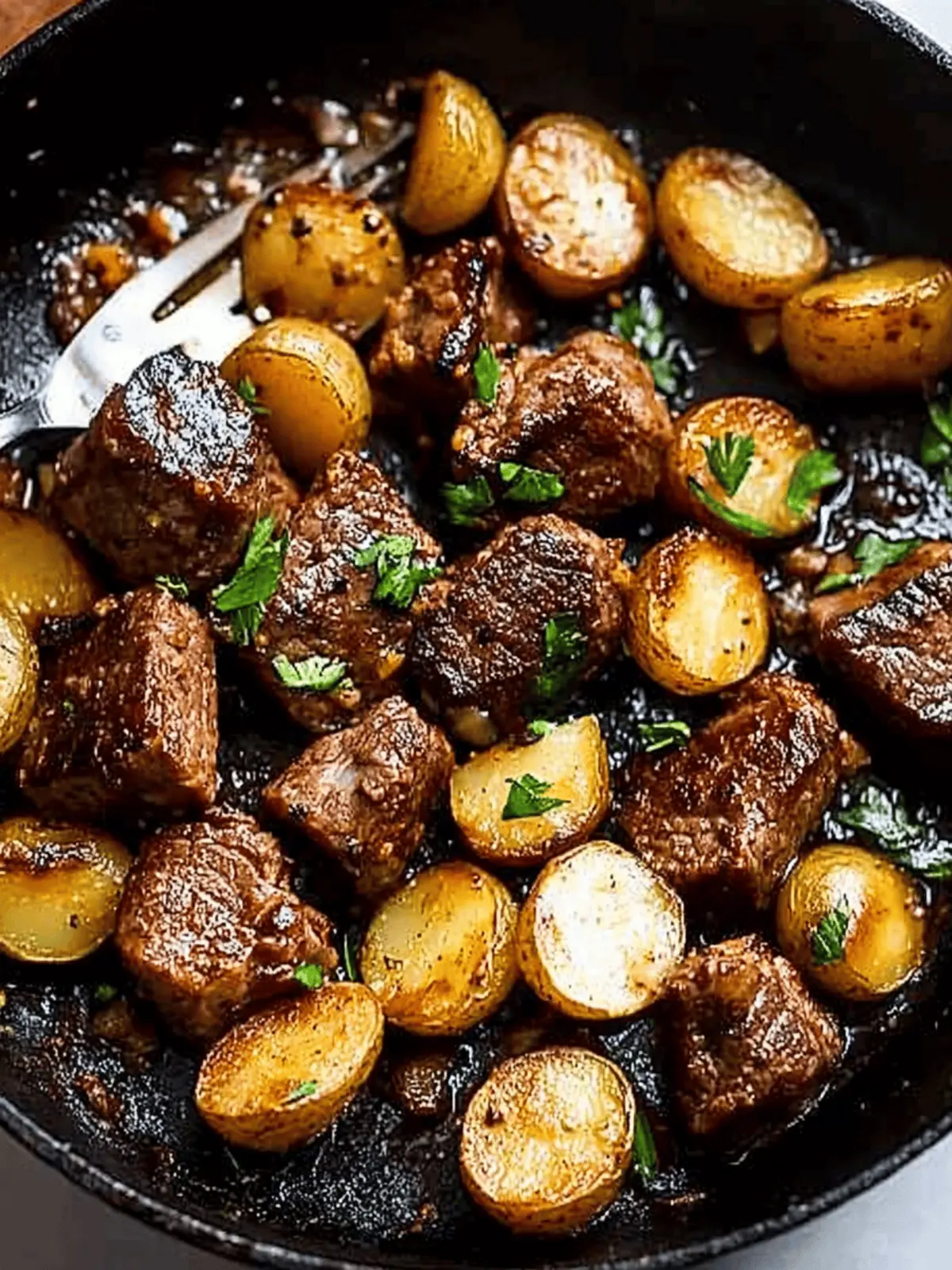 Garlic Butter Steak Bites with Crispy Potatoes