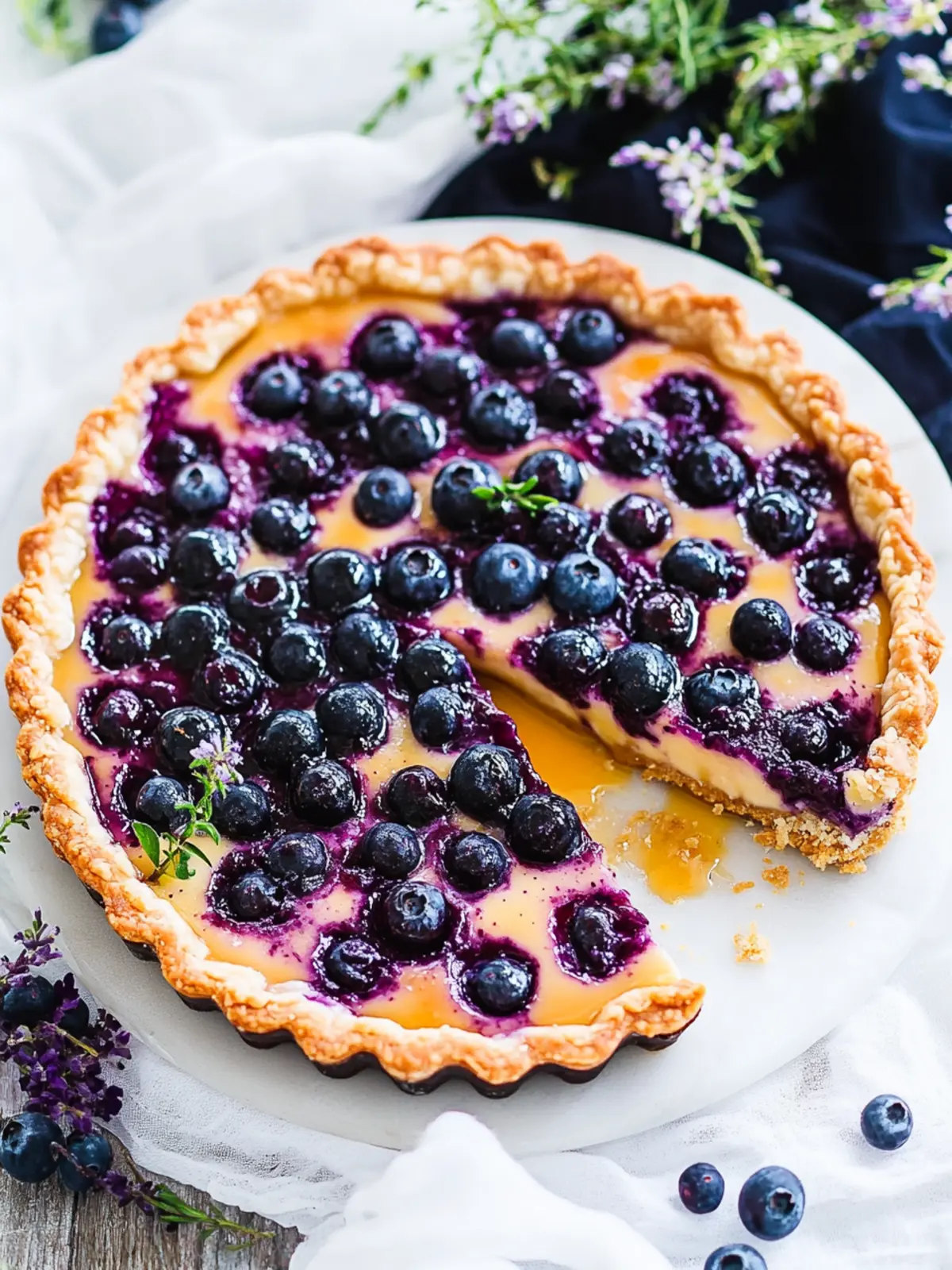 Honey Blueberry Yogurt Custard Tart