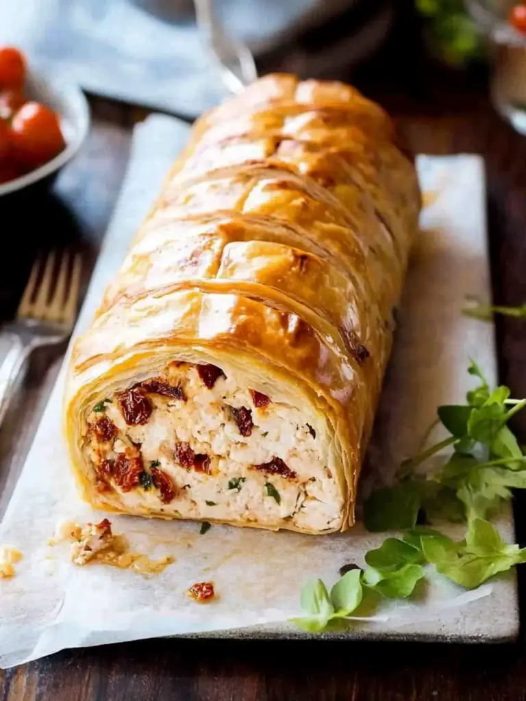 Chicken Meatloaf Wellington with Sun Dried Tomatoes
