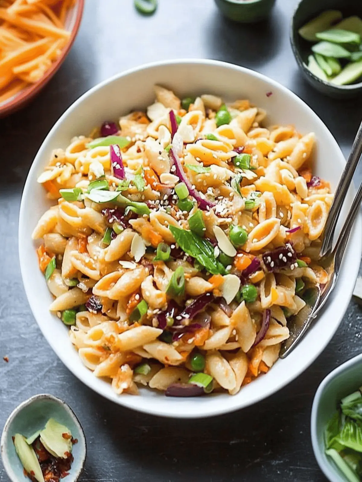 Asian Kimchi Pasta Salad
