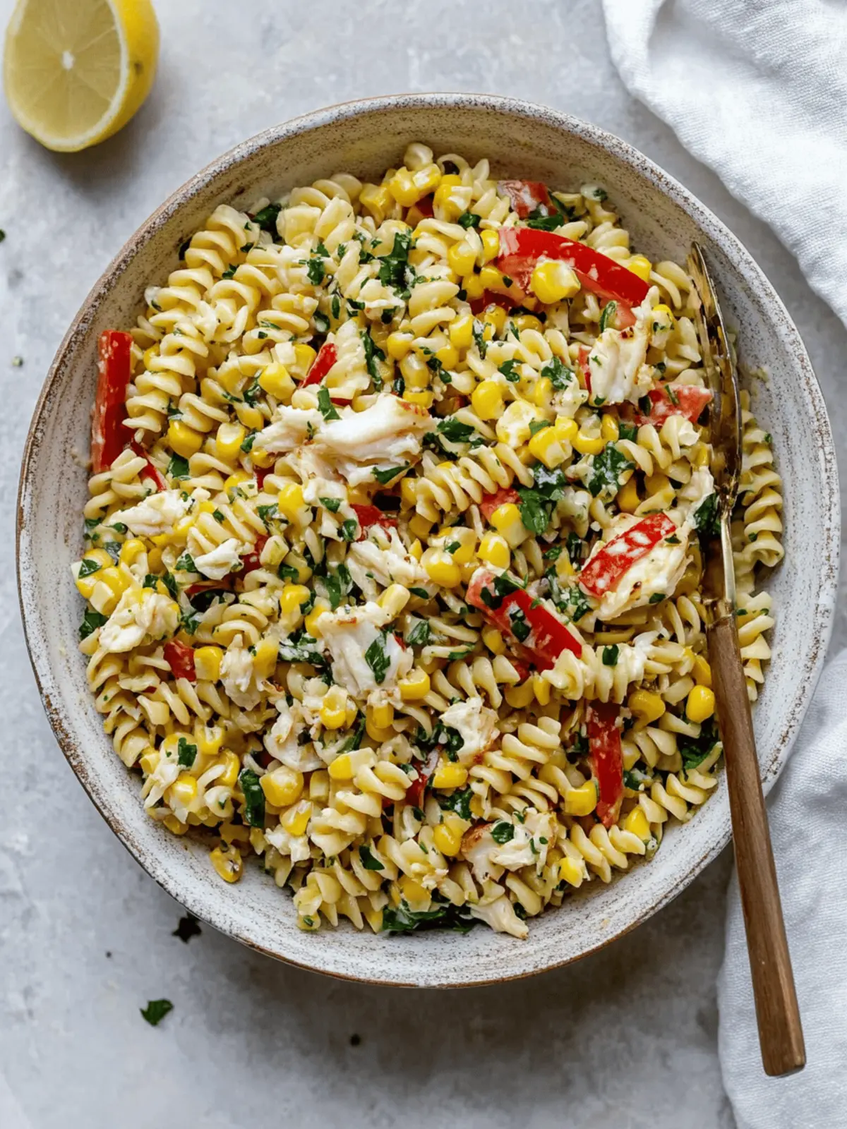 Grilled Corn and Crab Pasta Salad