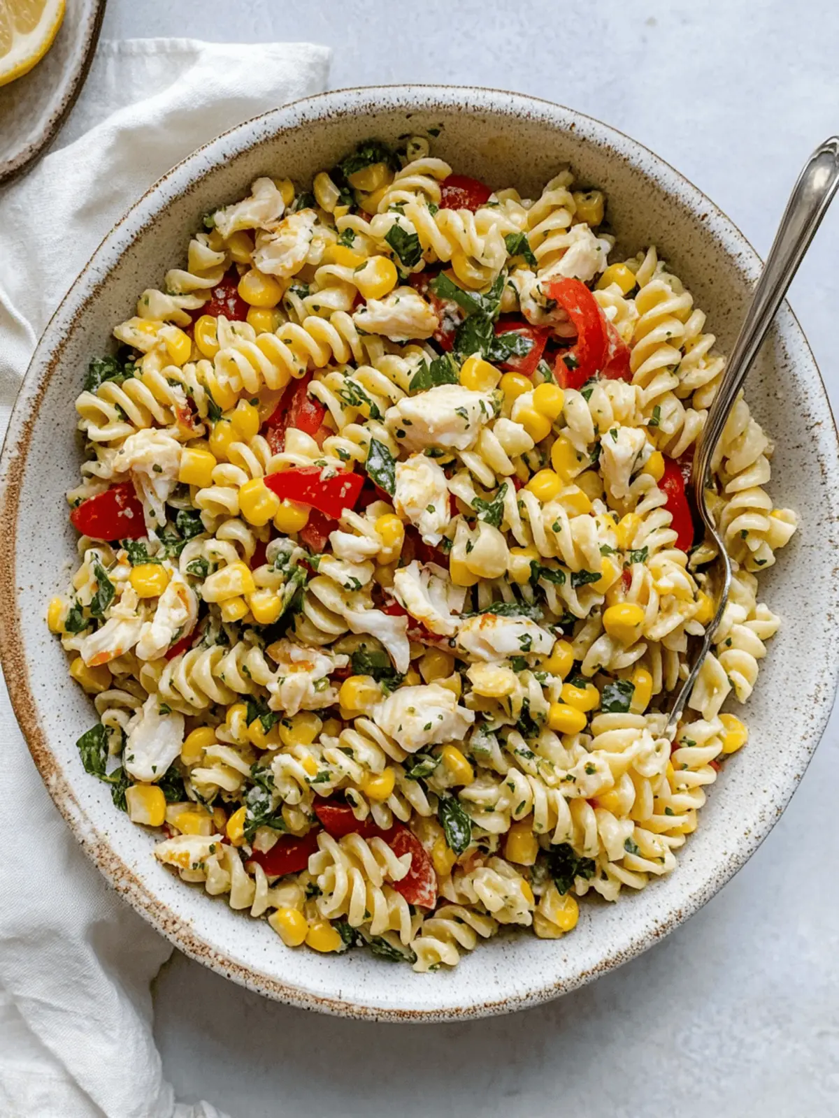 Grilled Corn and Crab Pasta Salad