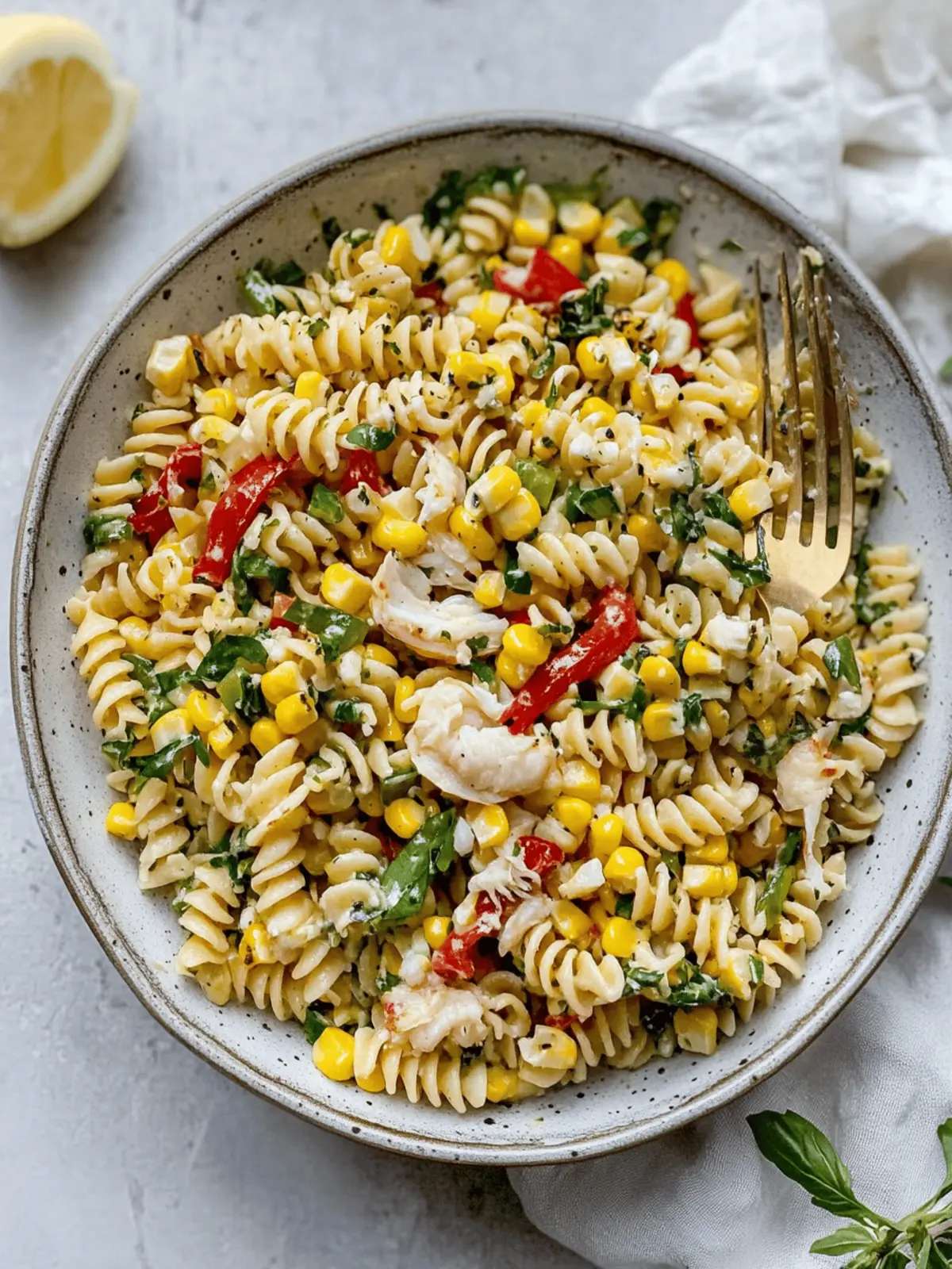 Grilled Corn and Crab Pasta Salad