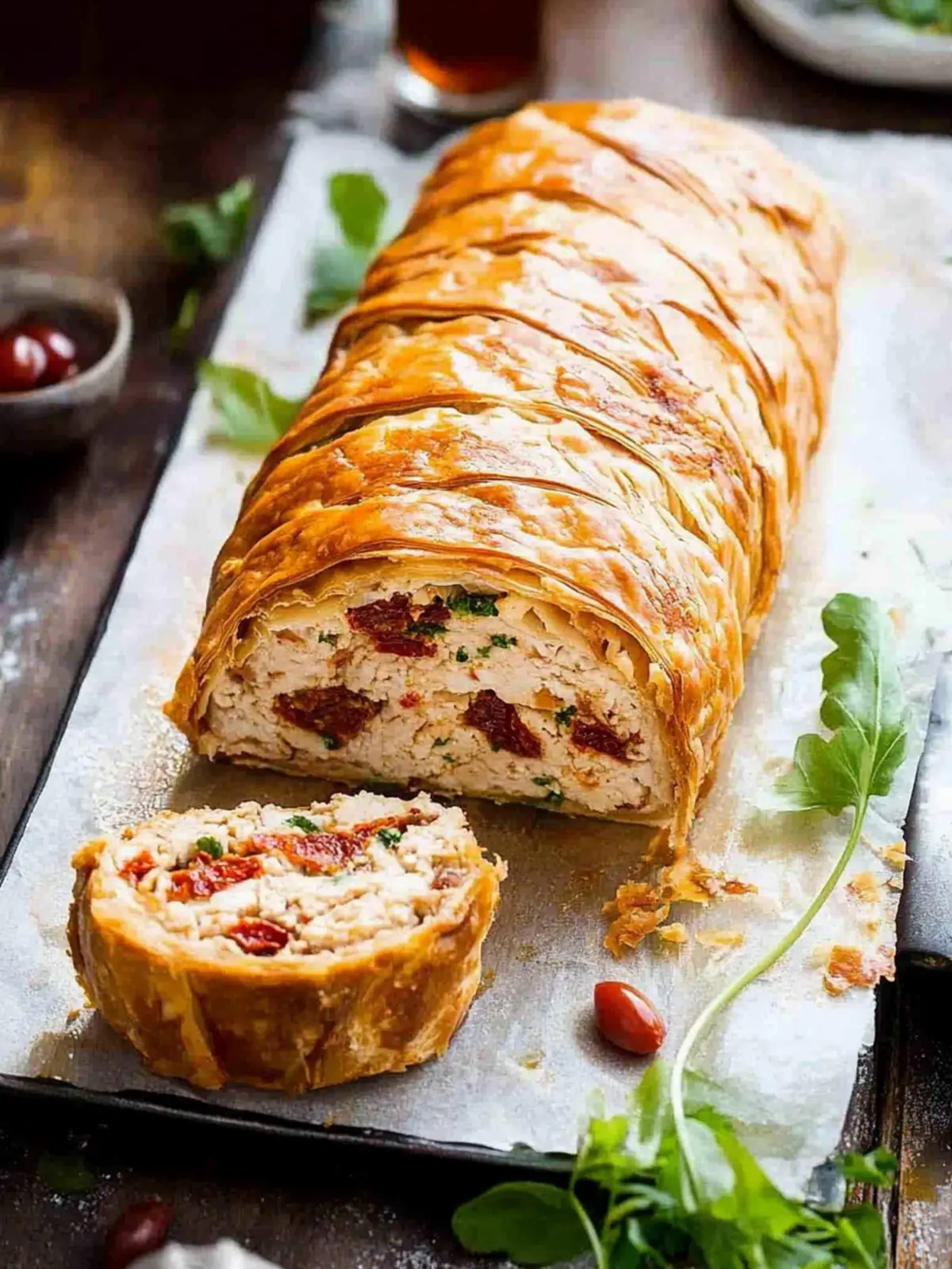 Chicken Meatloaf Wellington with Sun Dried Tomatoes