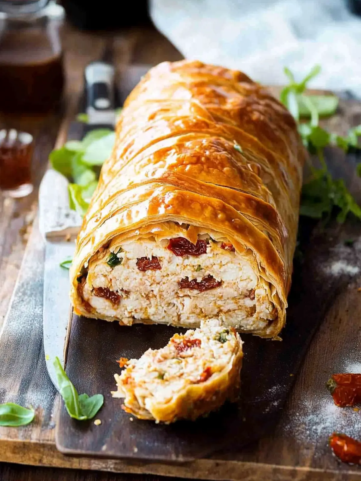 Chicken Meatloaf Wellington with Sun Dried Tomatoes