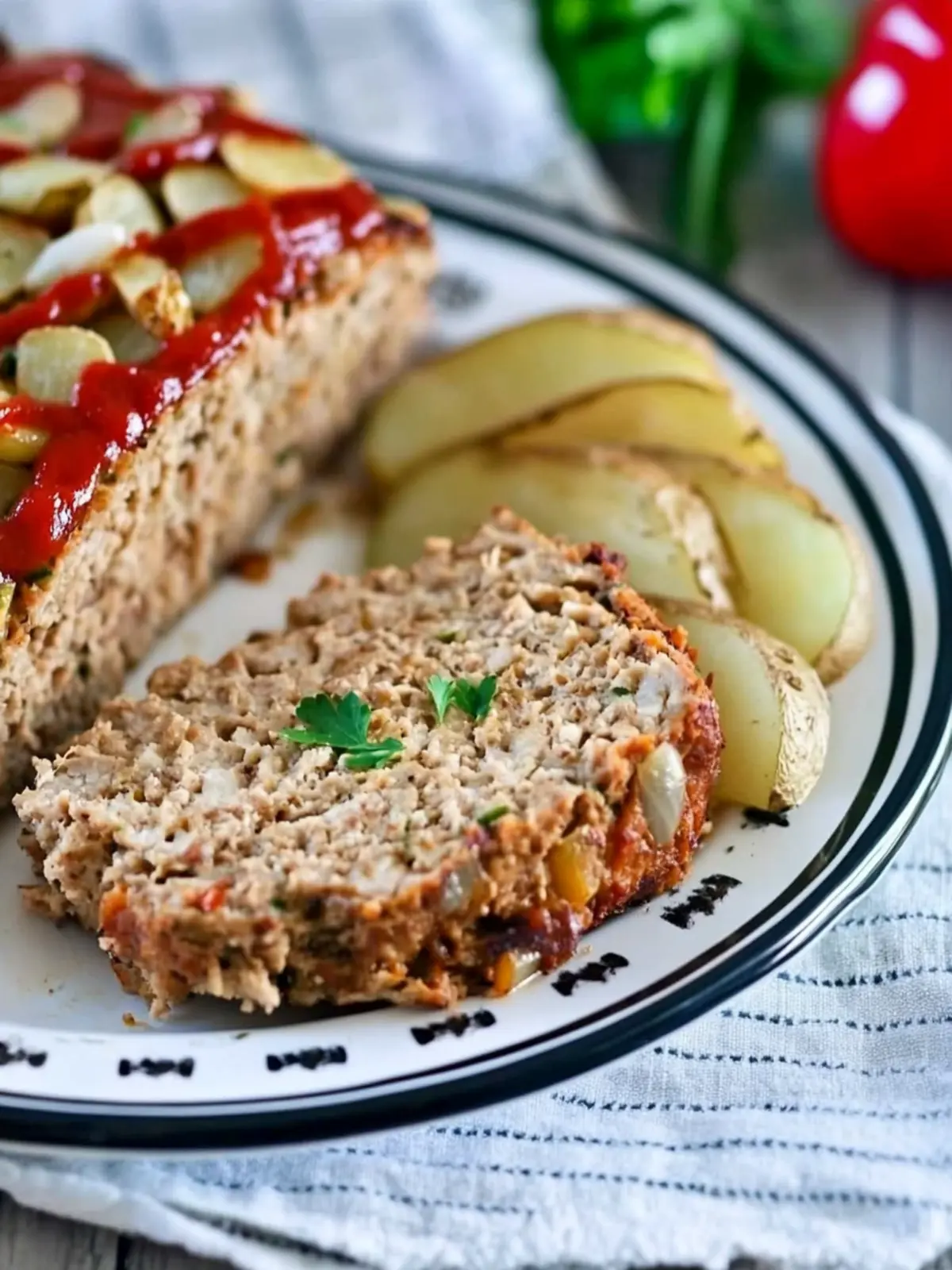 Savory Turkey Meatloaf with Crispy Potato Wedges Delight 3 Turkey Meatloaf with Potato Wedges