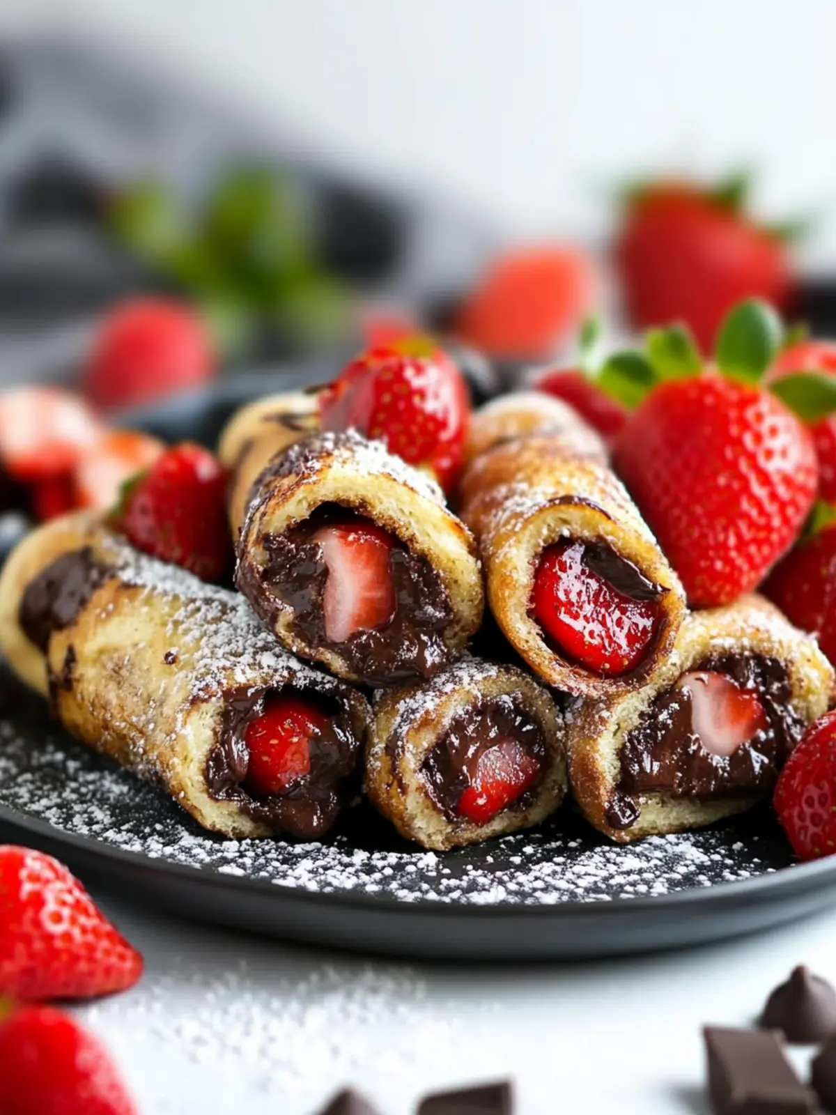 Strawberry & Chocolate Hazelnut French Toast Roll Ups