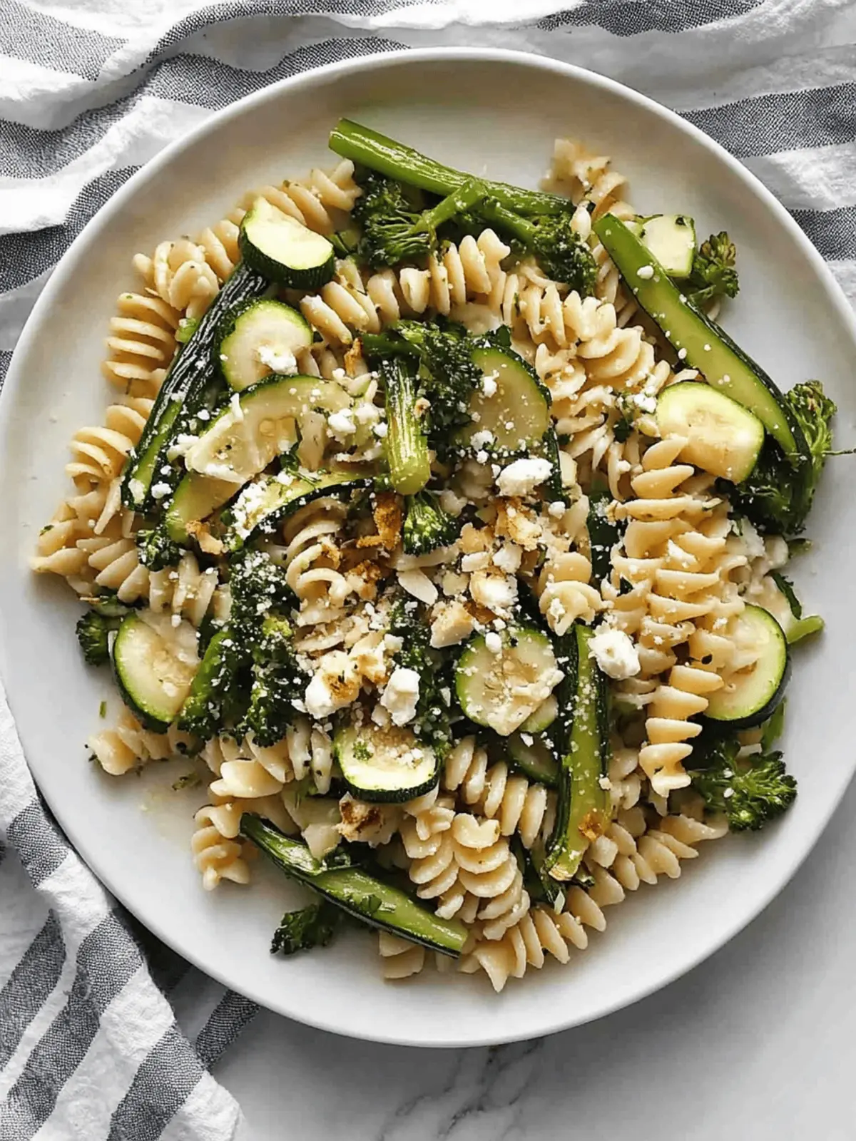Roasted Broccolini Zucchini Pasta Salad