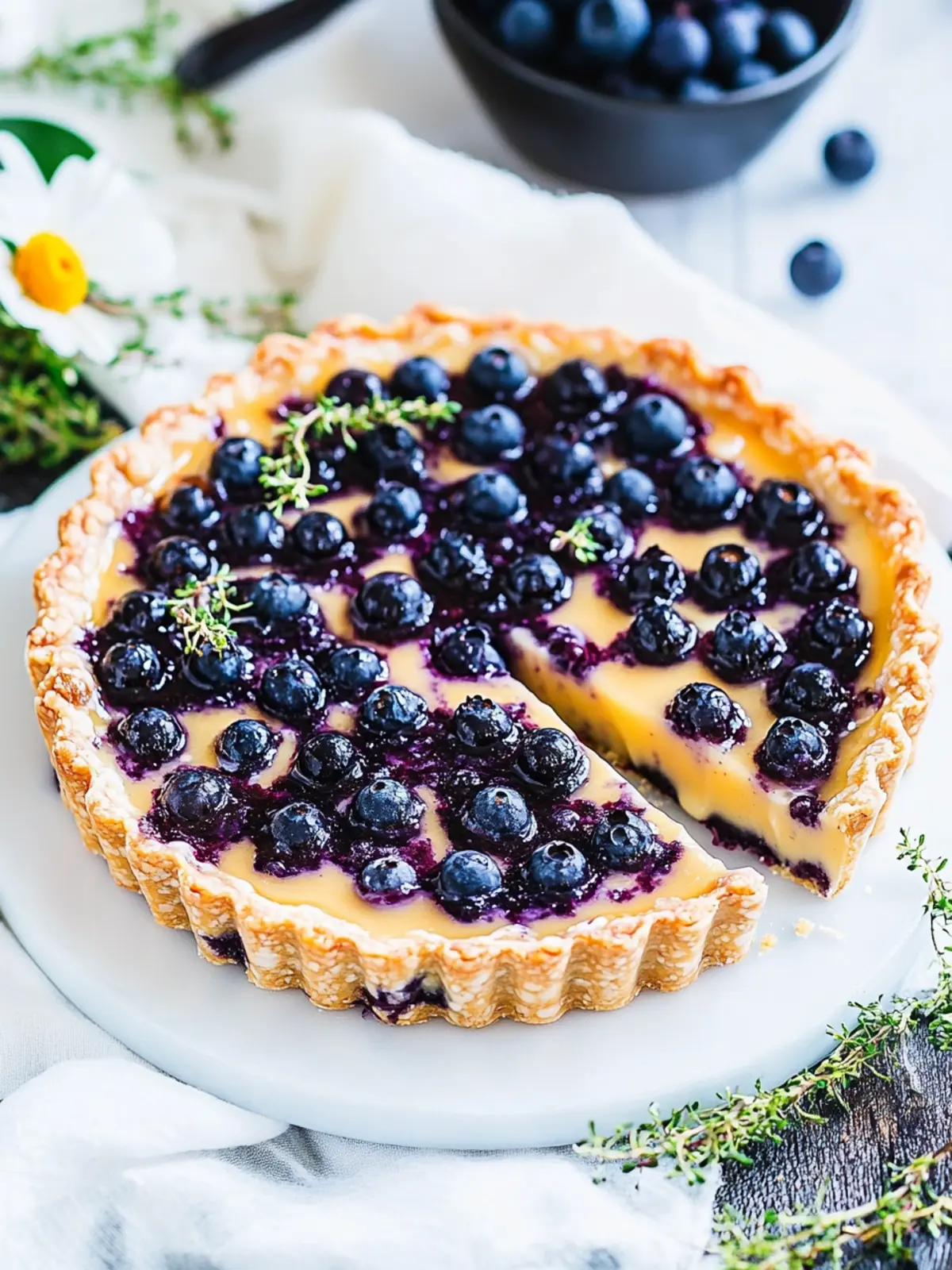 Honey Blueberry Yogurt Custard Tart