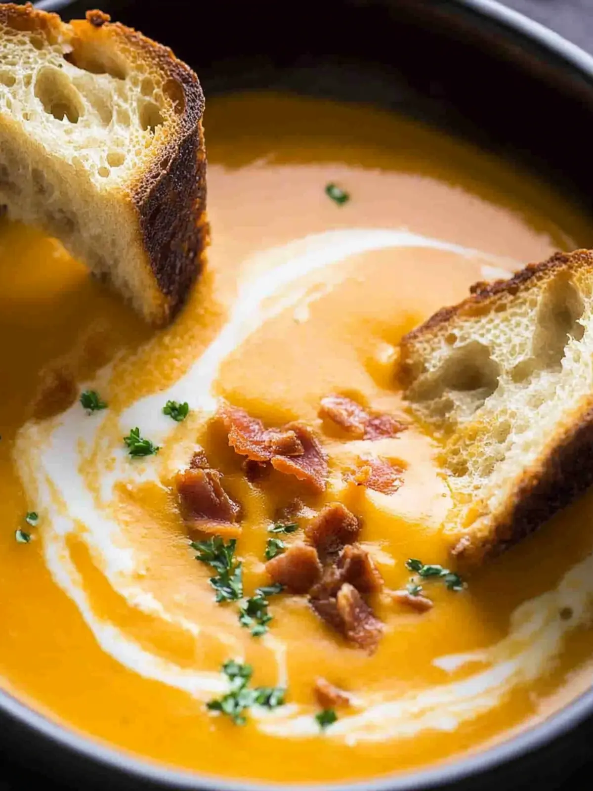 Creamy Carrot Soup: Wholesome Comfort with a Twist of Bacon 2 Creamy Carrot Soup
