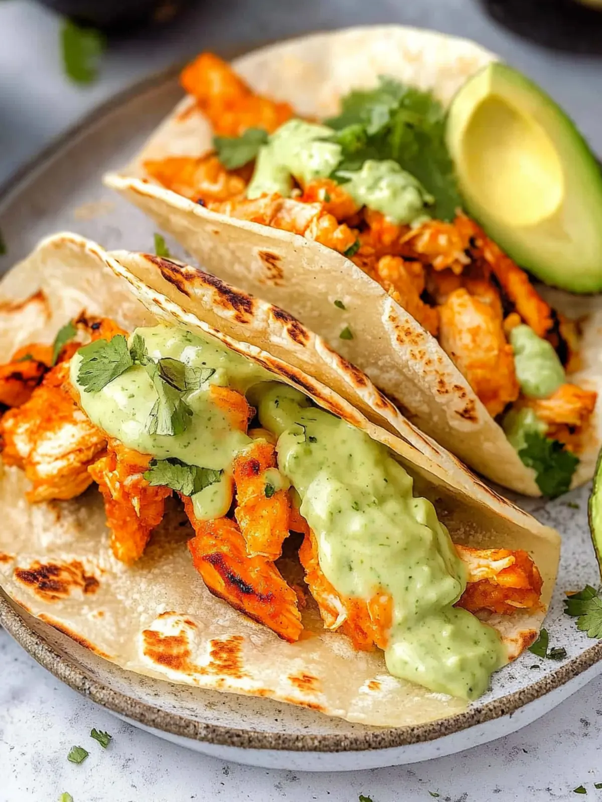 Buffalo Chicken Crispy Tacos with Avocado Crema for Taco Lovers 2 Buffalo Chicken Crispy Tacos with Avocado Crema
