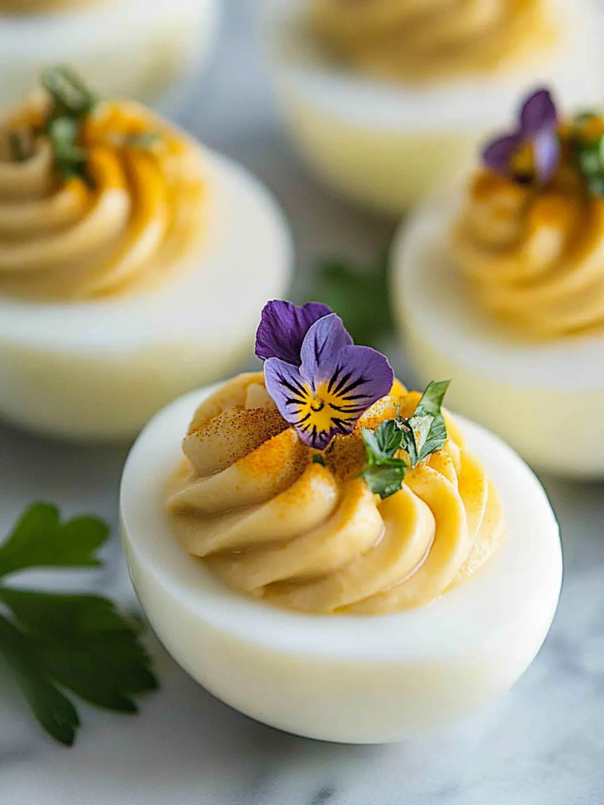 Boursin Deviled Eggs with Mustard Caviar: Elegant Party Treat 4 Boursin Deviled Eggs