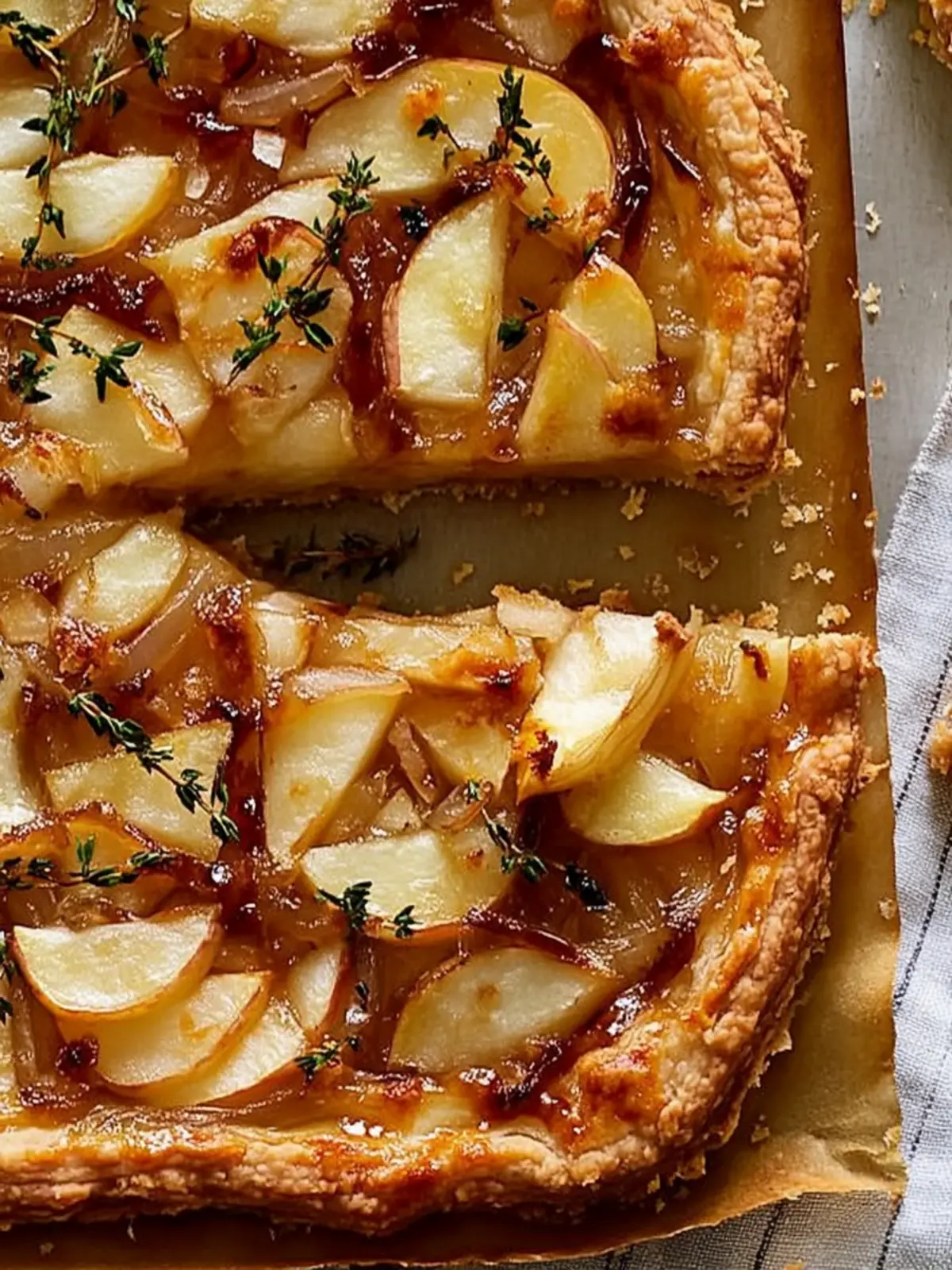 Caramelized Onion, Apple & Cheddar Tart