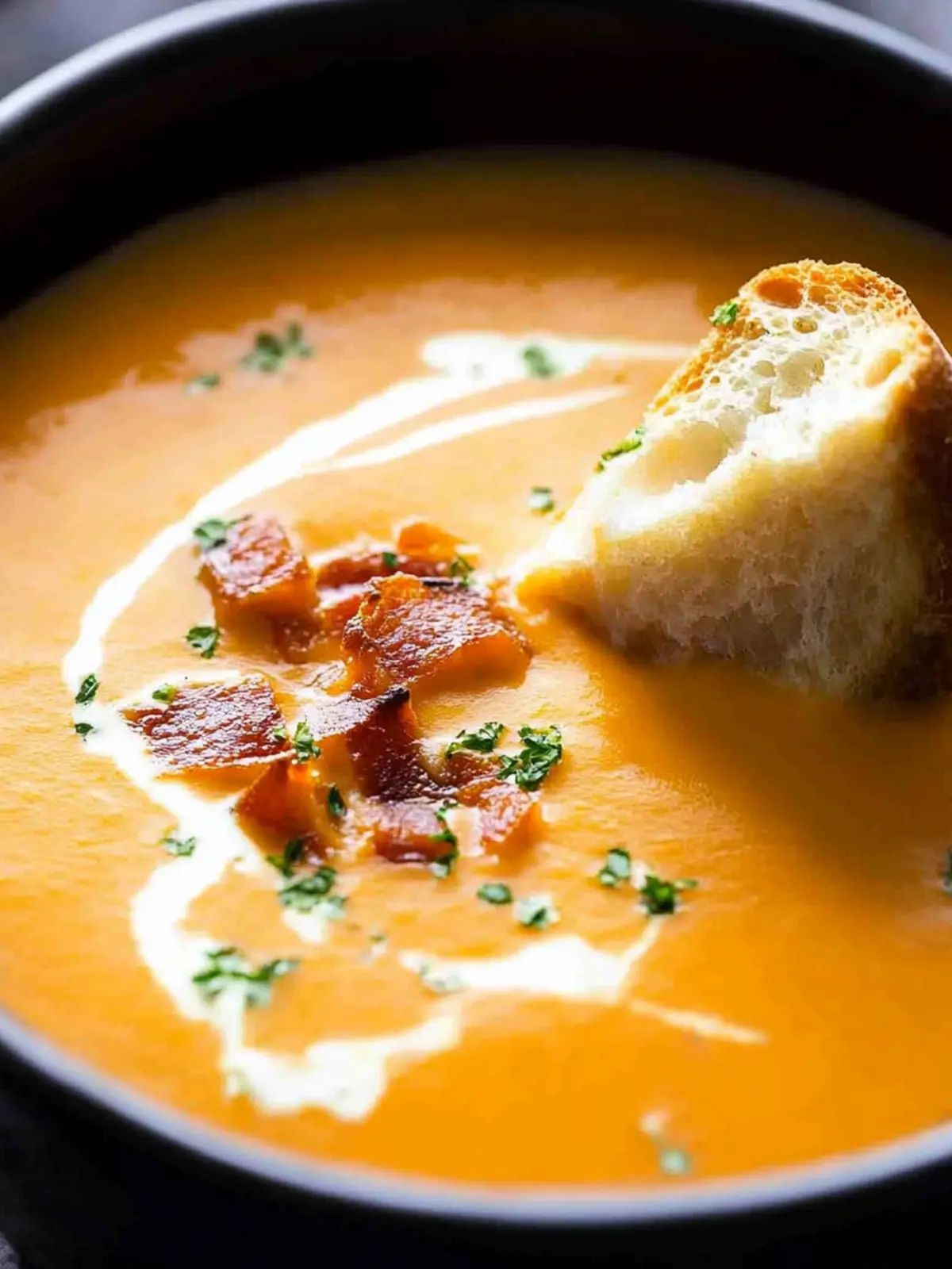Creamy Carrot Soup: Wholesome Comfort with a Twist of Bacon 4 Creamy Carrot Soup