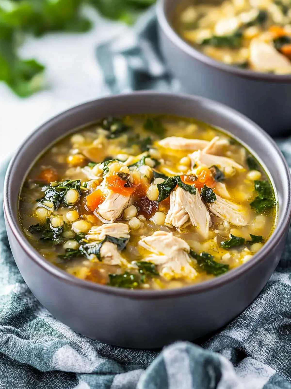 Healthy Chicken Barley Soup with Garlic Chili Oil Comfort 3 Chicken Barley Soup