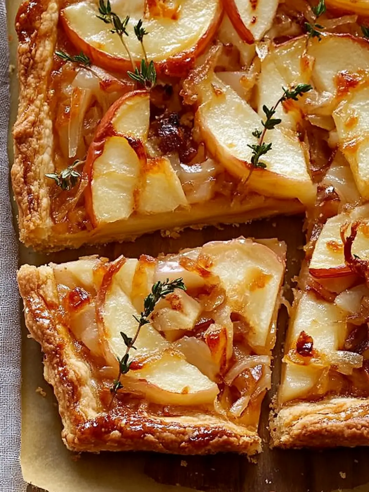 Caramelized Onion, Apple & Cheddar Tart