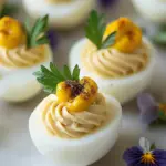Boursin Deviled Eggs with Mustard Caviar: Elegant Party Treat 3 Boursin Deviled Eggs