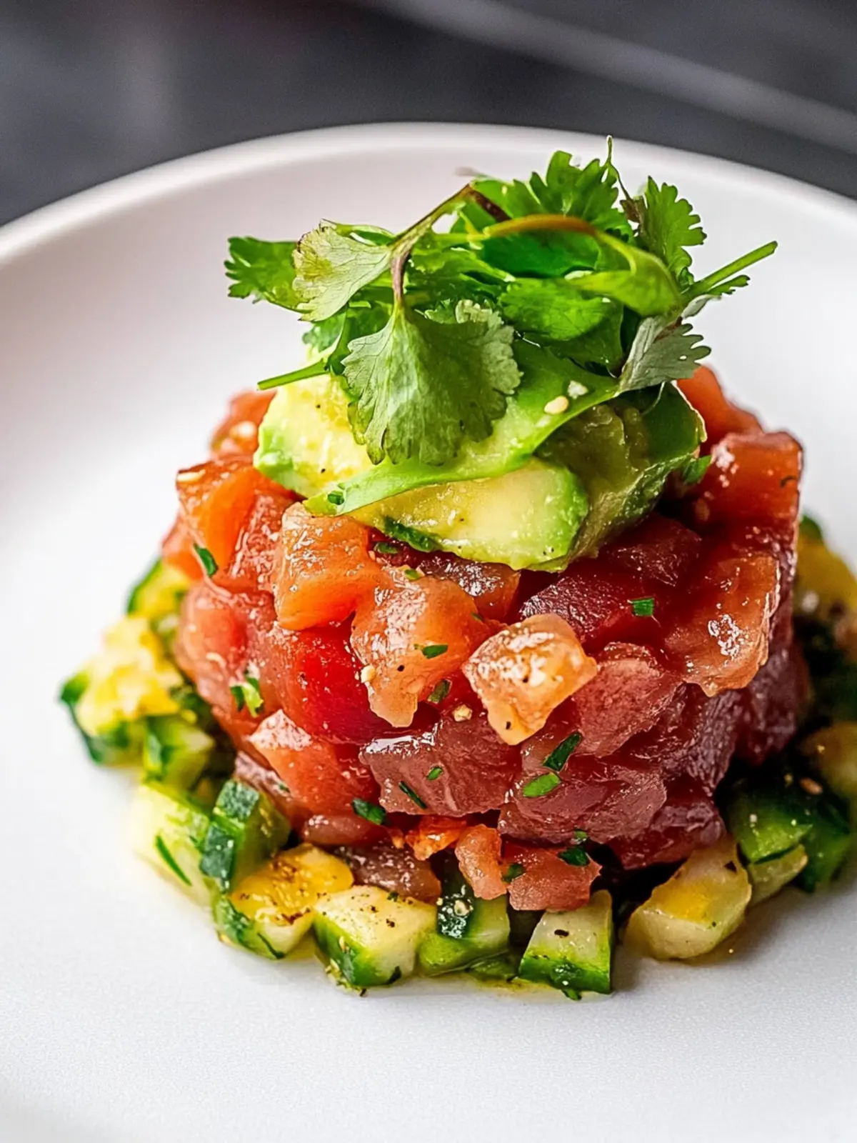 Zesty Spicy Tuna Tartare with Creamy Avocado Delight 2 Spicy Tuna Tartare