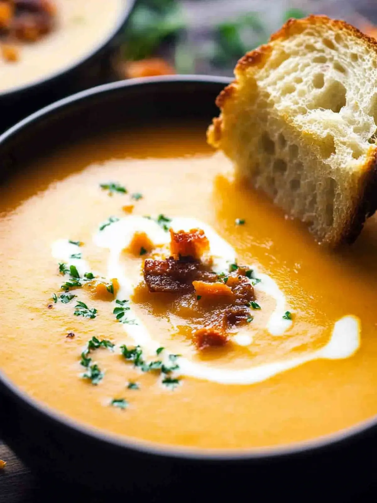 Creamy Carrot Soup: Wholesome Comfort with a Twist of Bacon 5 Creamy Carrot Soup