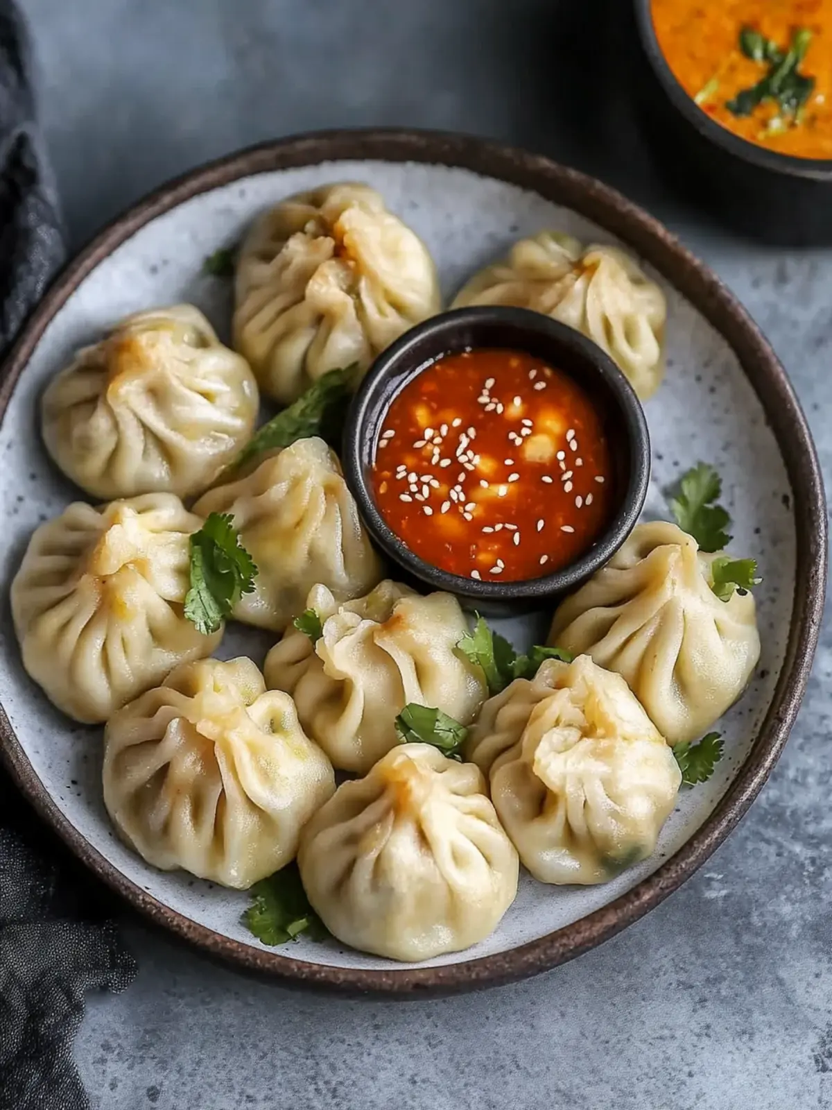 Savor Homemade Tibetan Vegetable Momos with Tangy Chutney 4 Tibetan Vegetable Momos with Spicy Sesame Tomato Chutney