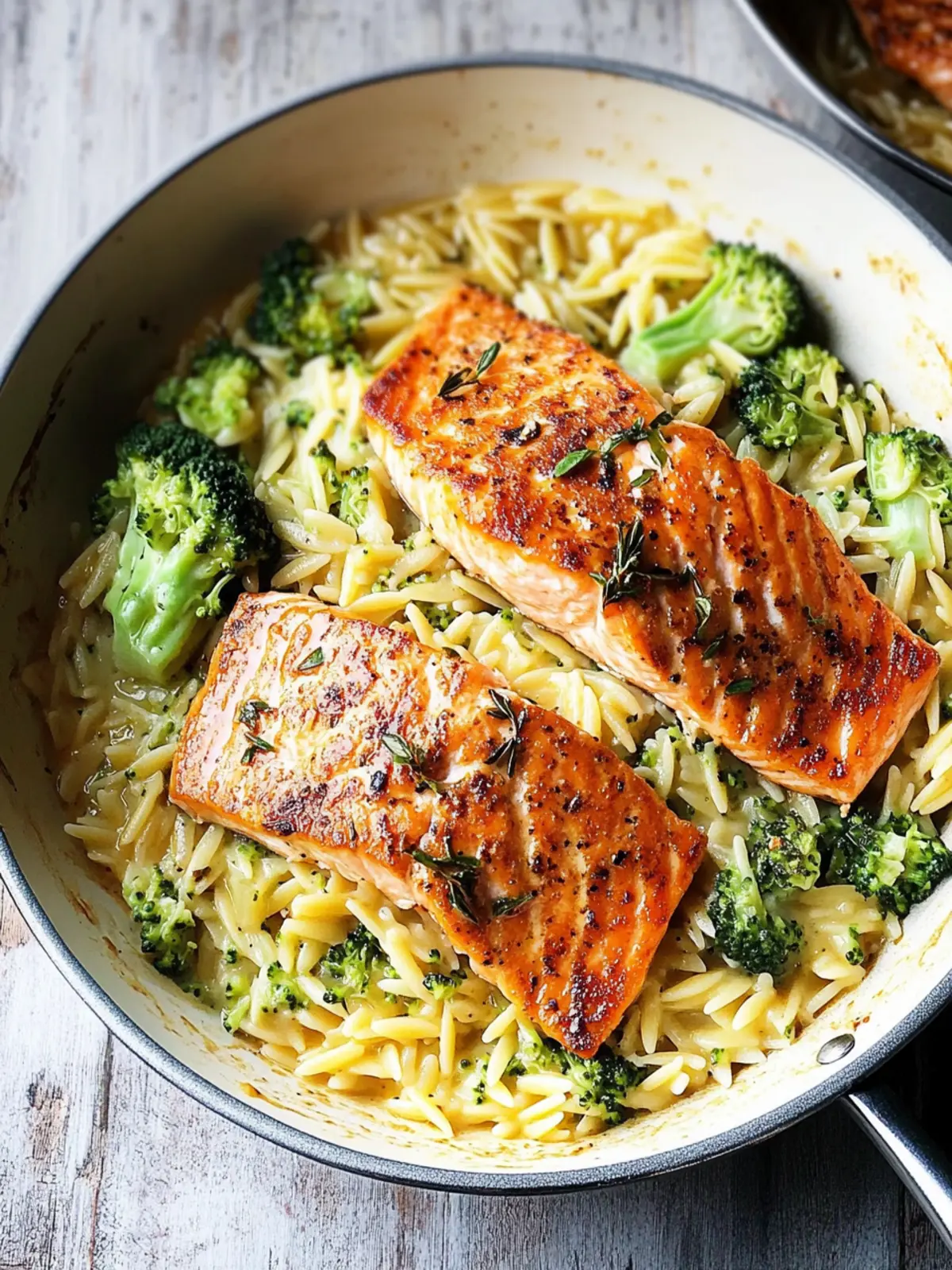 One Pot Broccoli Cheddar Salmon Orzo That's Ready in 30 Minutes 2 One Pot Broccoli Cheddar Salmon Orzo