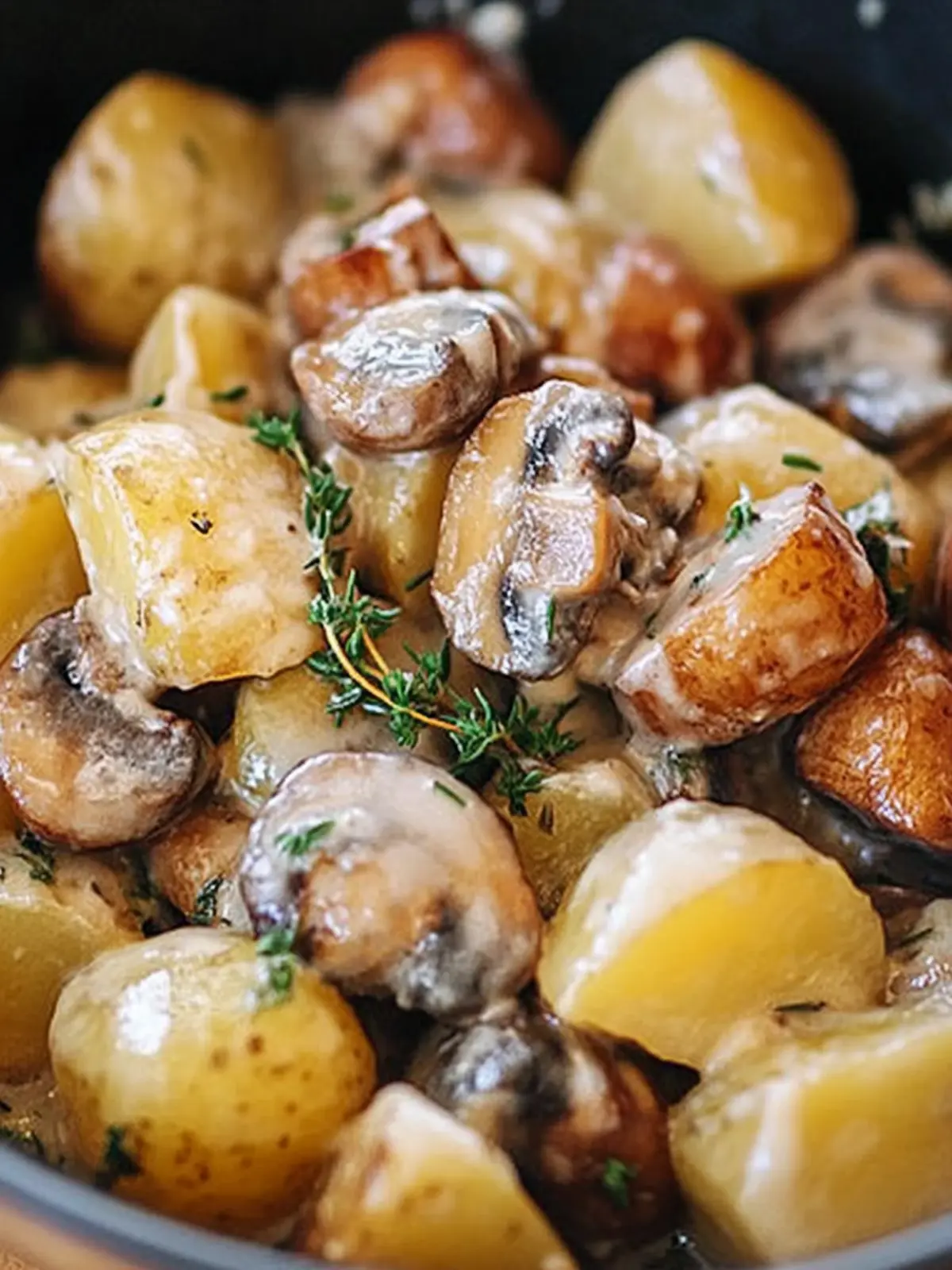Creamy Garlic Mushrooms and Potatoes with Thyme Bliss 2 Creamy Garlic Mushrooms and Potatoes with Thyme