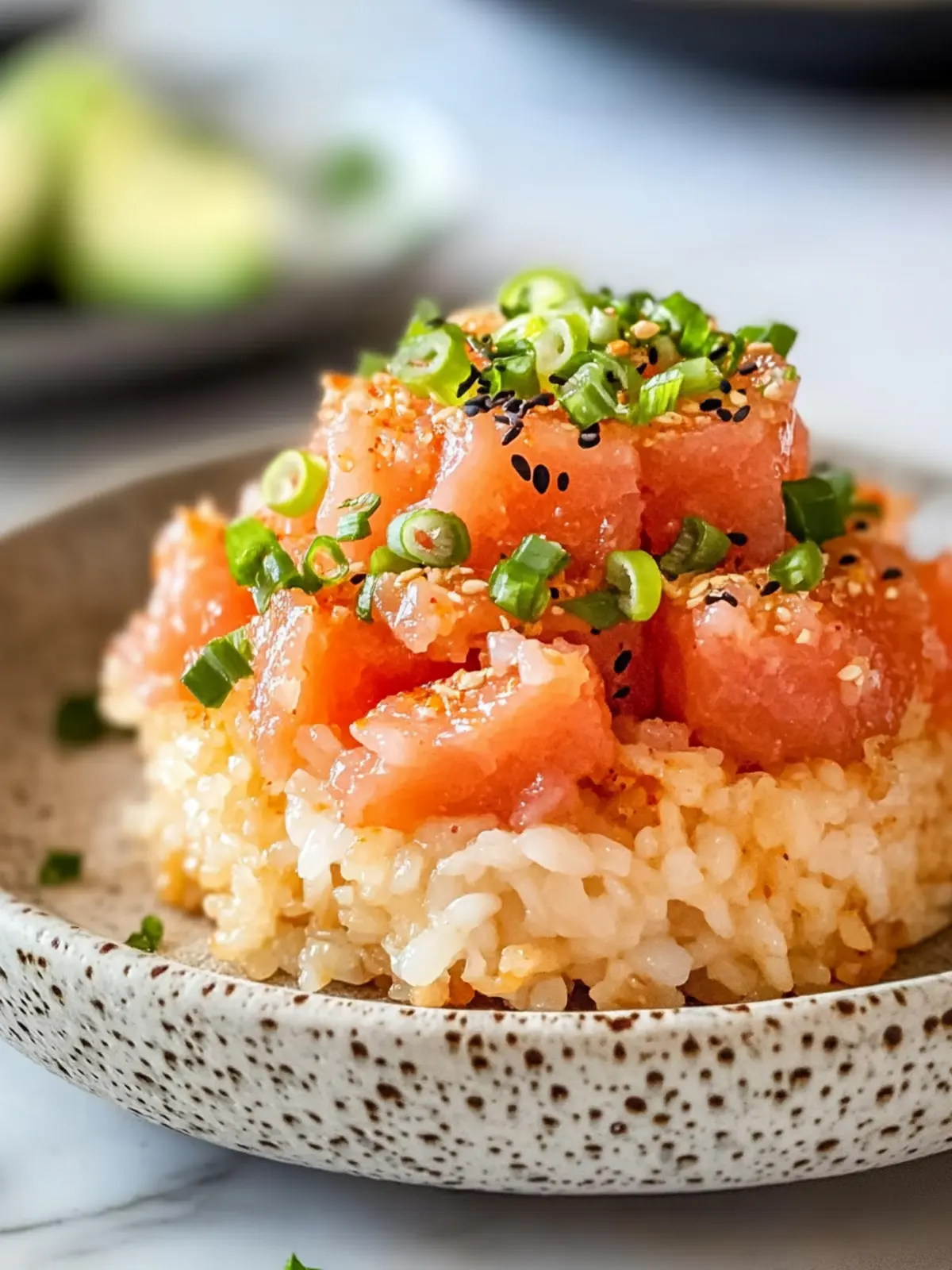 Savory Spicy Tuna Crispy Rice Bites: A Nobu Copycat Delight 4 Spicy Tuna Crispy Rice (Nobu Copycat)