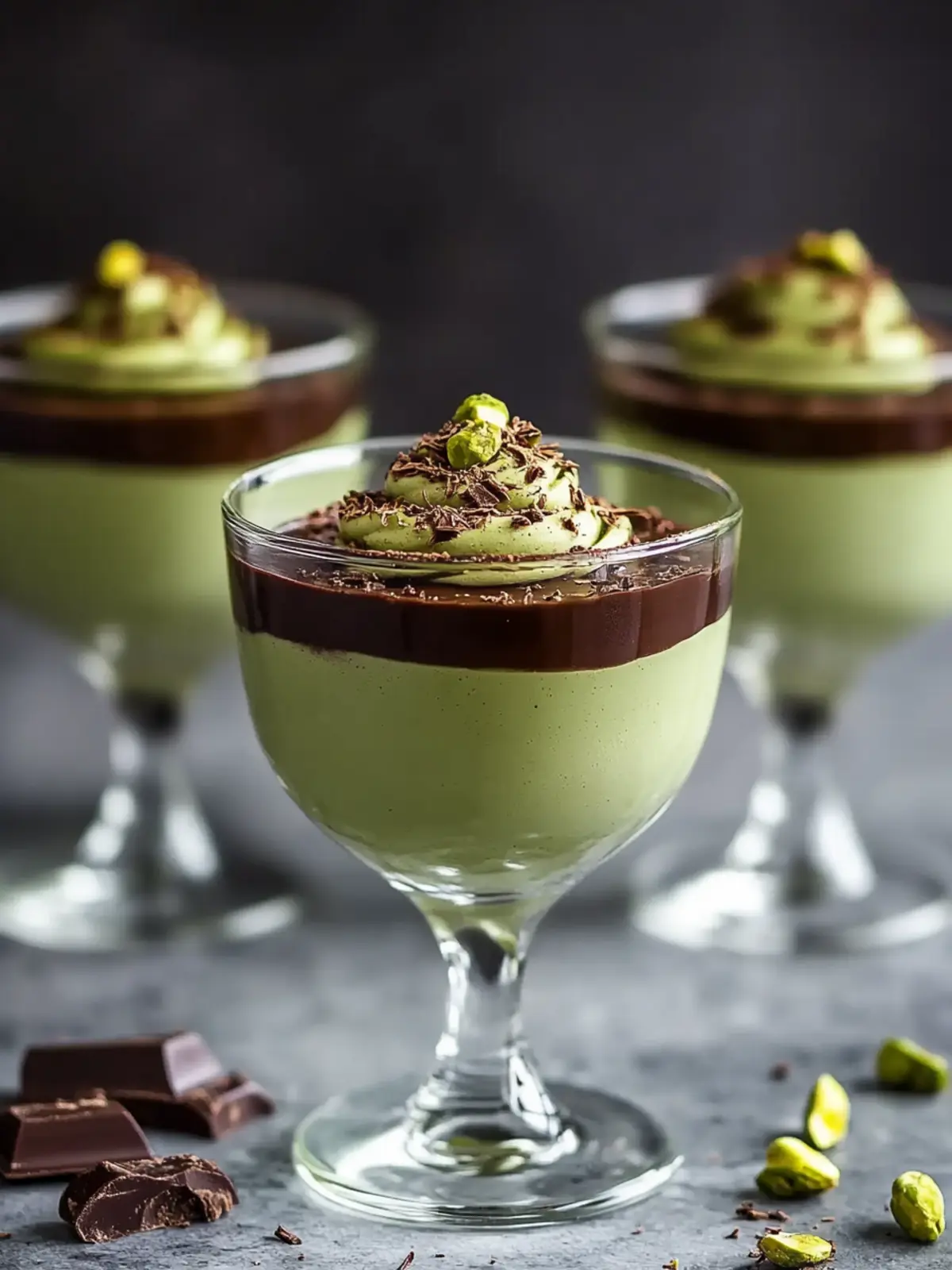 Indulge in Decadent Pistachio Mousse with Rich Chocolate Ganache 2 Decadent Pistachio Mousse with Rich Chocolate Ganache
