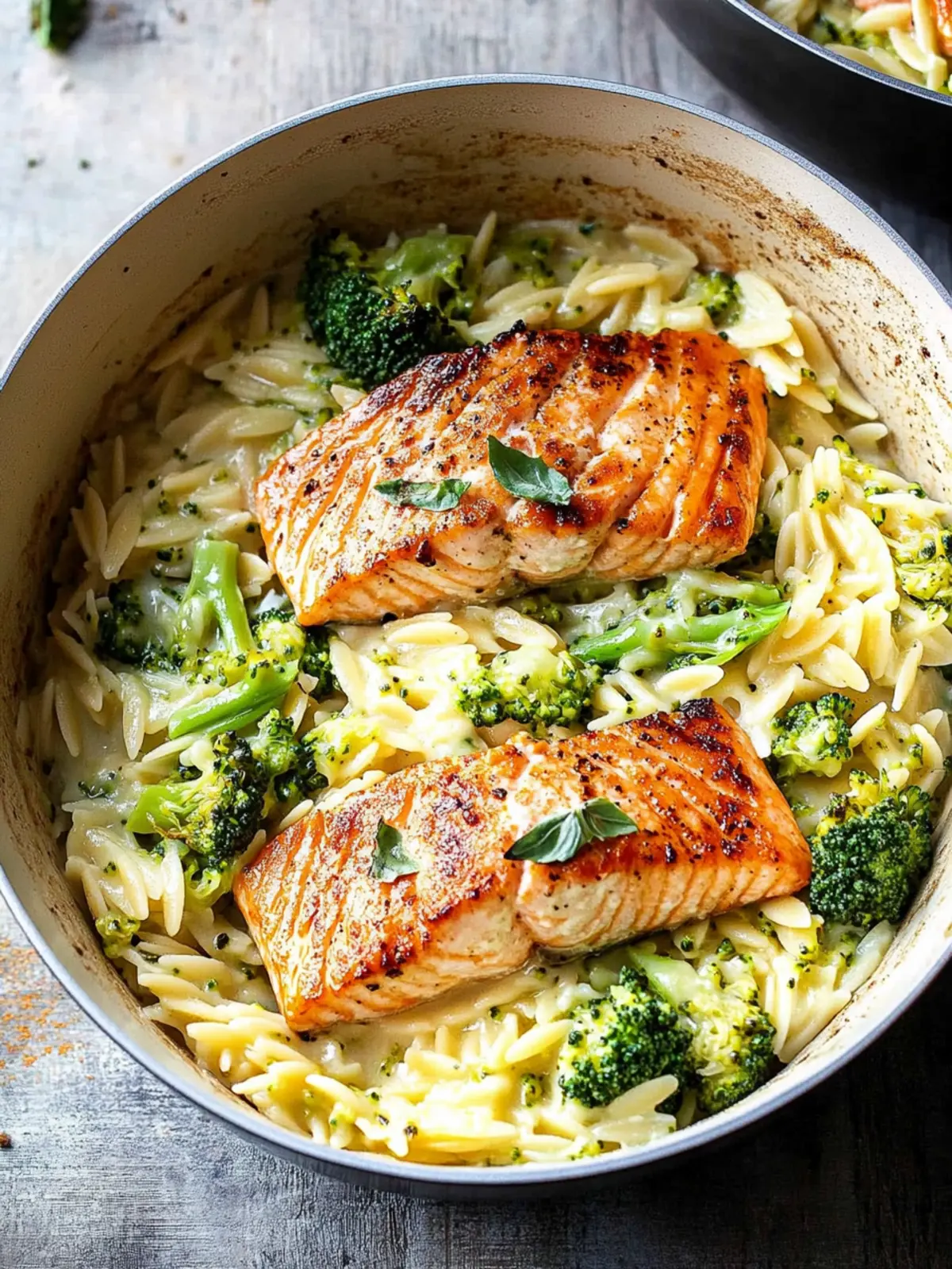 One Pot Broccoli Cheddar Salmon Orzo That's Ready in 30 Minutes 5 One Pot Broccoli Cheddar Salmon Orzo