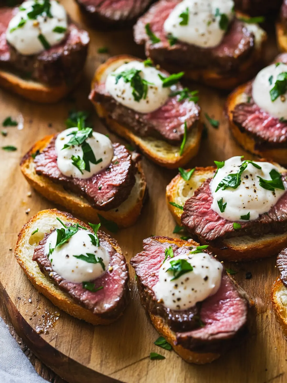 Irresistible Steak Crostini with Zesty Horseradish Cream 4 Steak Crostini with Horseradish Cream