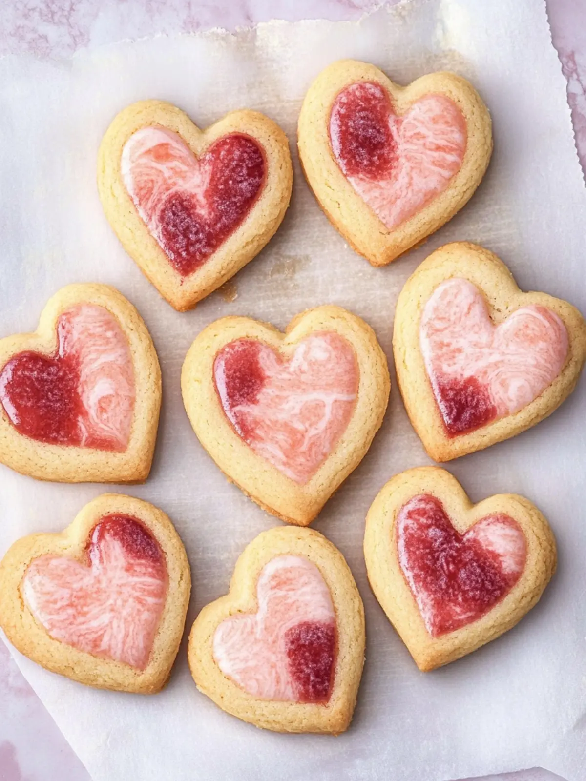 Delicious Heart Print Cookies with Sweet Jam Centers 3 Heart Print Cookies