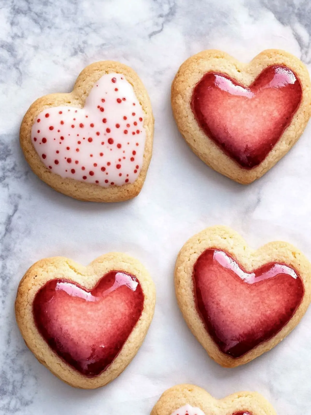 Delicious Heart Print Cookies with Sweet Jam Centers 2 Heart Print Cookies