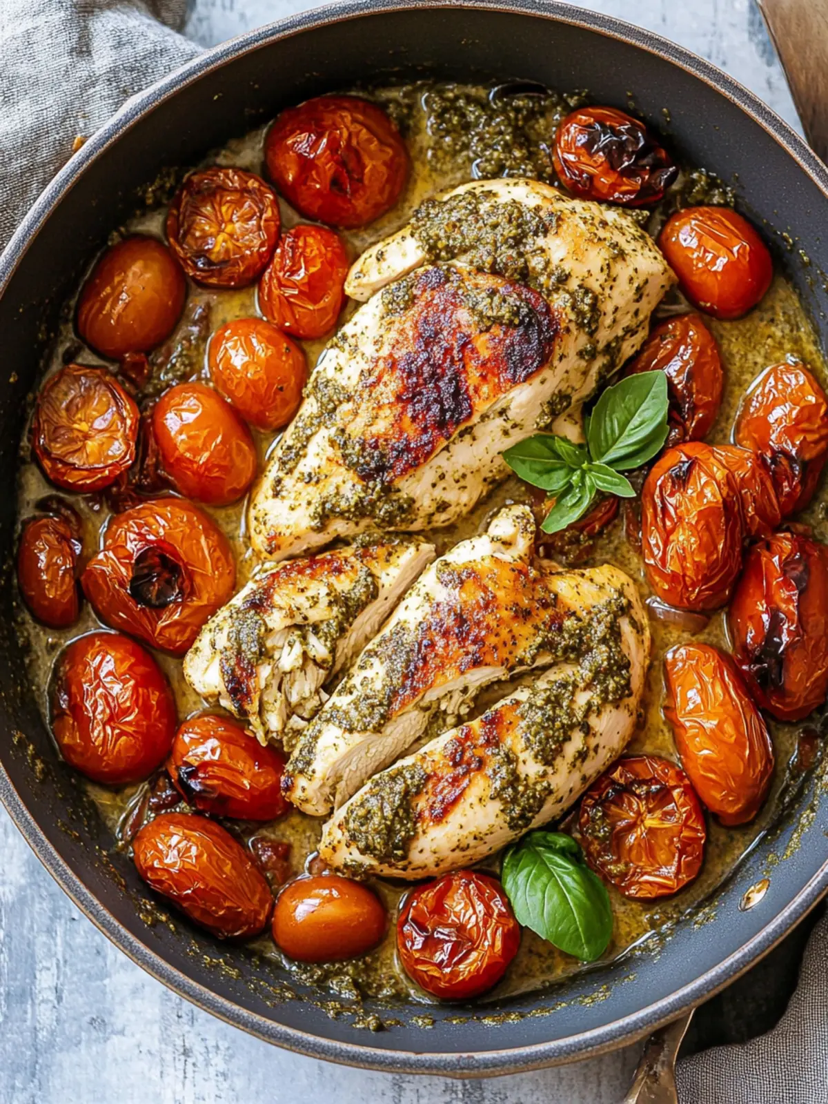 Creamy Pesto Chicken with Roasted Tomatoes for a Cozy Dinner 3 Creamy Pesto Chicken with Roasted Tomatoes